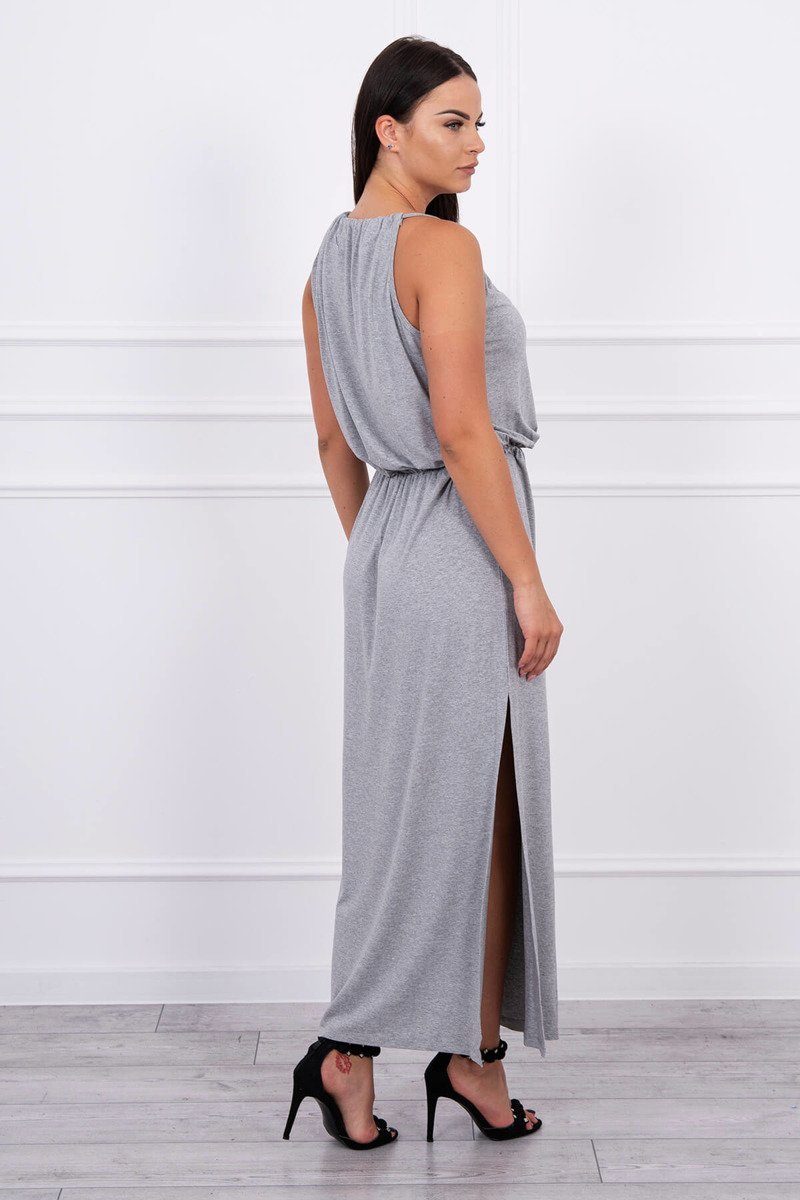 Style Grau Damen Abendkleid Boho (12716-U) Shirtkleid Kesi Trägerkleid Abendkleid Kesi