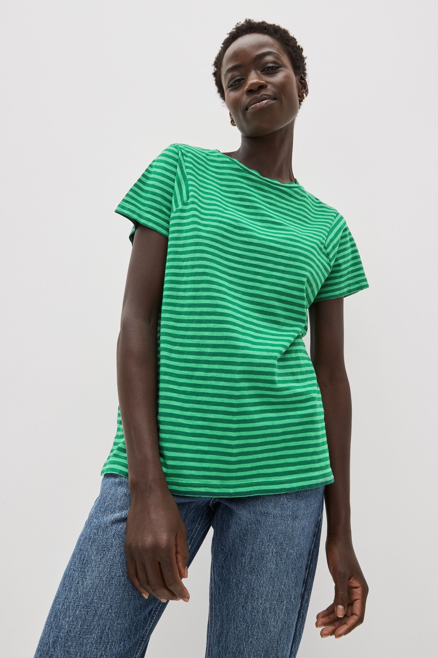Green Next T-Shirt (1-tlg) Rundhalsausschnitt T-Shirt Gestreiftes mit