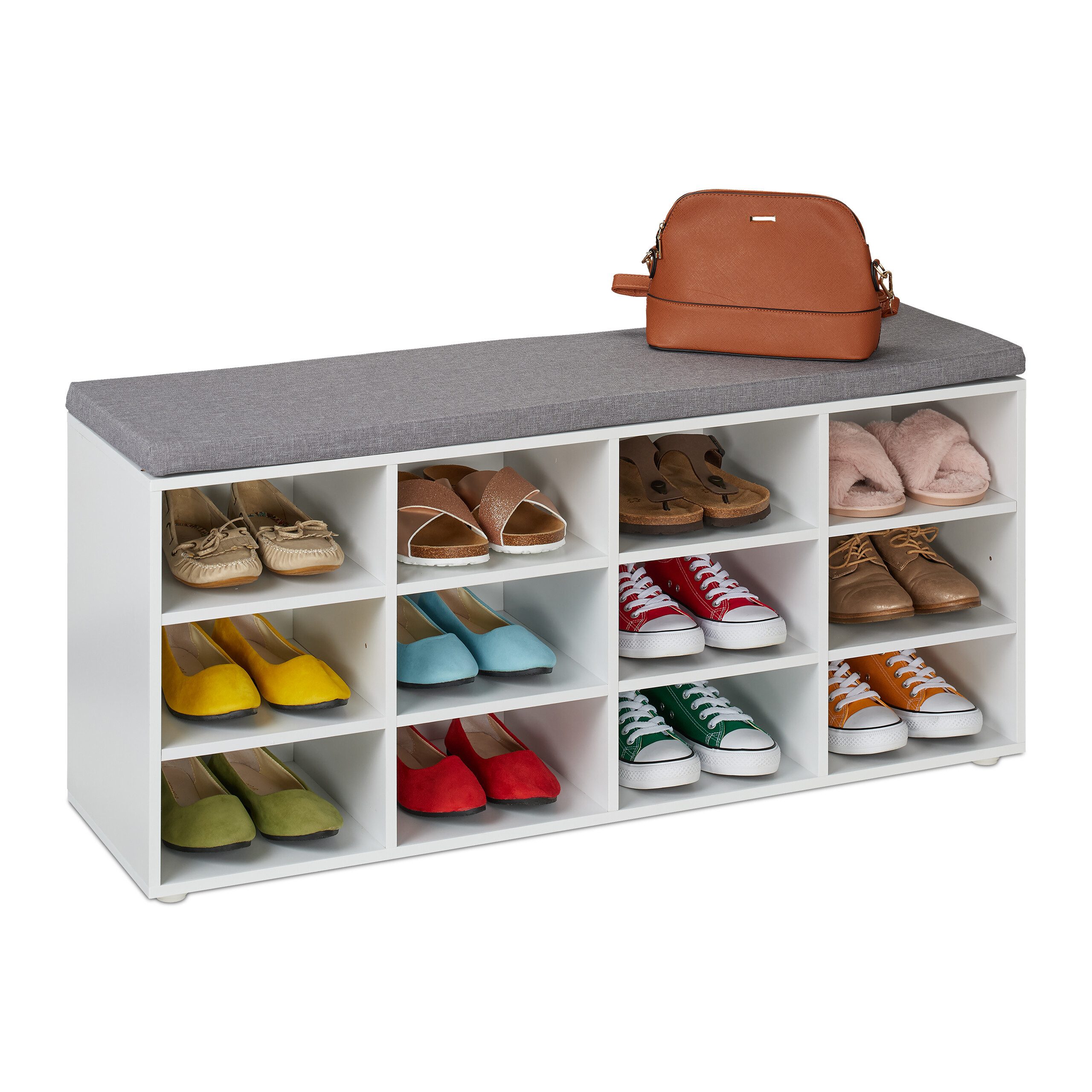 relaxdays Schuhbank mit gepolsterter Sitzfläche (1-St), 12