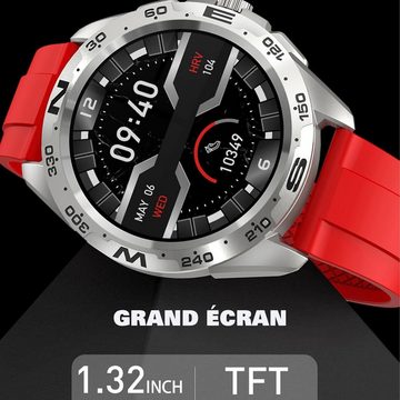 findtime Smartwatch (1,32 Zoll, Android, iOS), mit Touchscreen, Schlafmonitor, Herzfrequenz, Aktivitätstracker, IP67