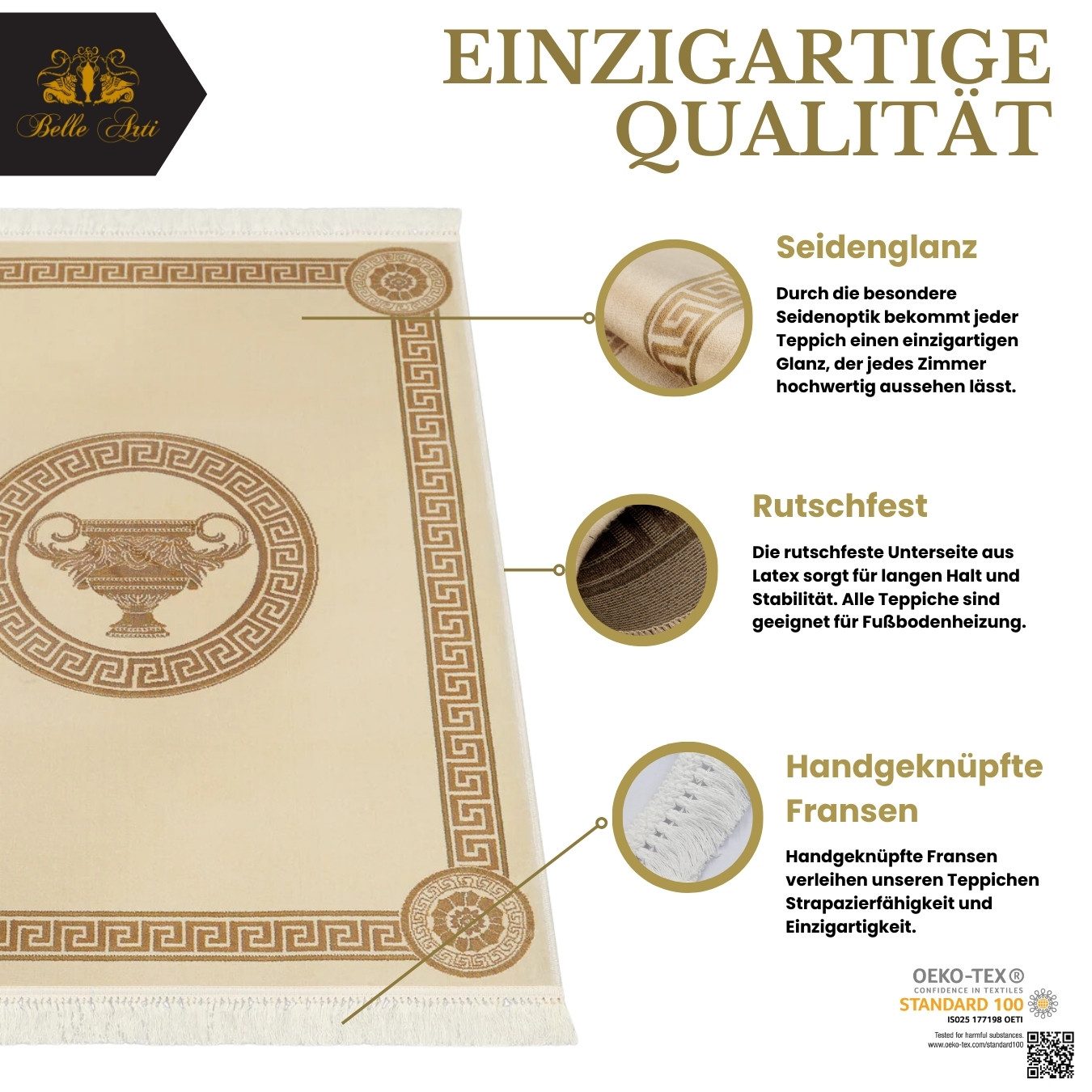 Belle Arti Teppich Teppich Oval Beige Amphore art 609 152 cm x 230 cm Oval, Oval