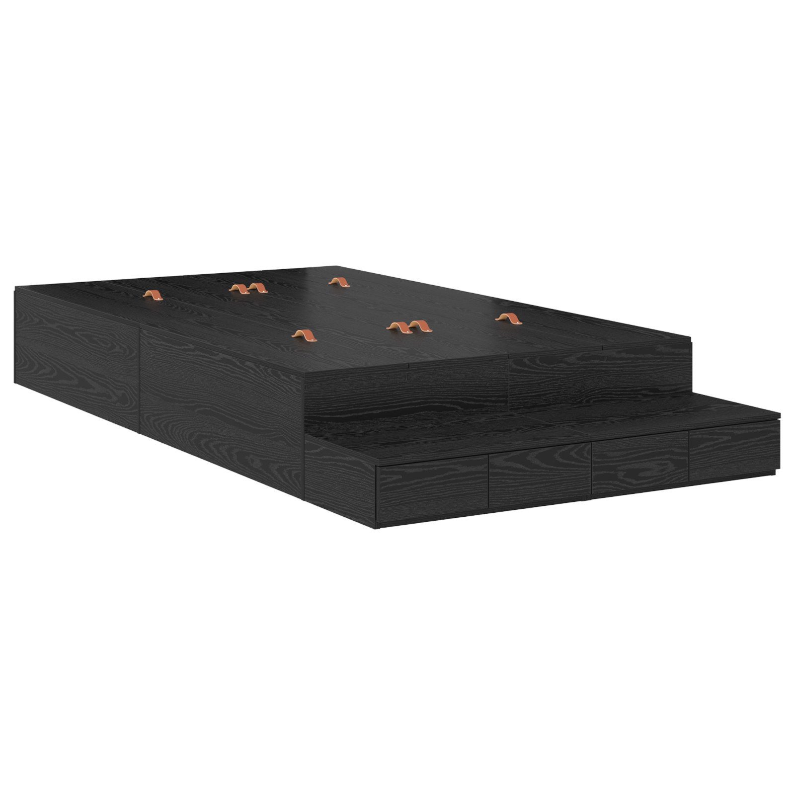 vidaXL Bett Stauraum Bettgestell Schwarz Eiche günstig online kaufen