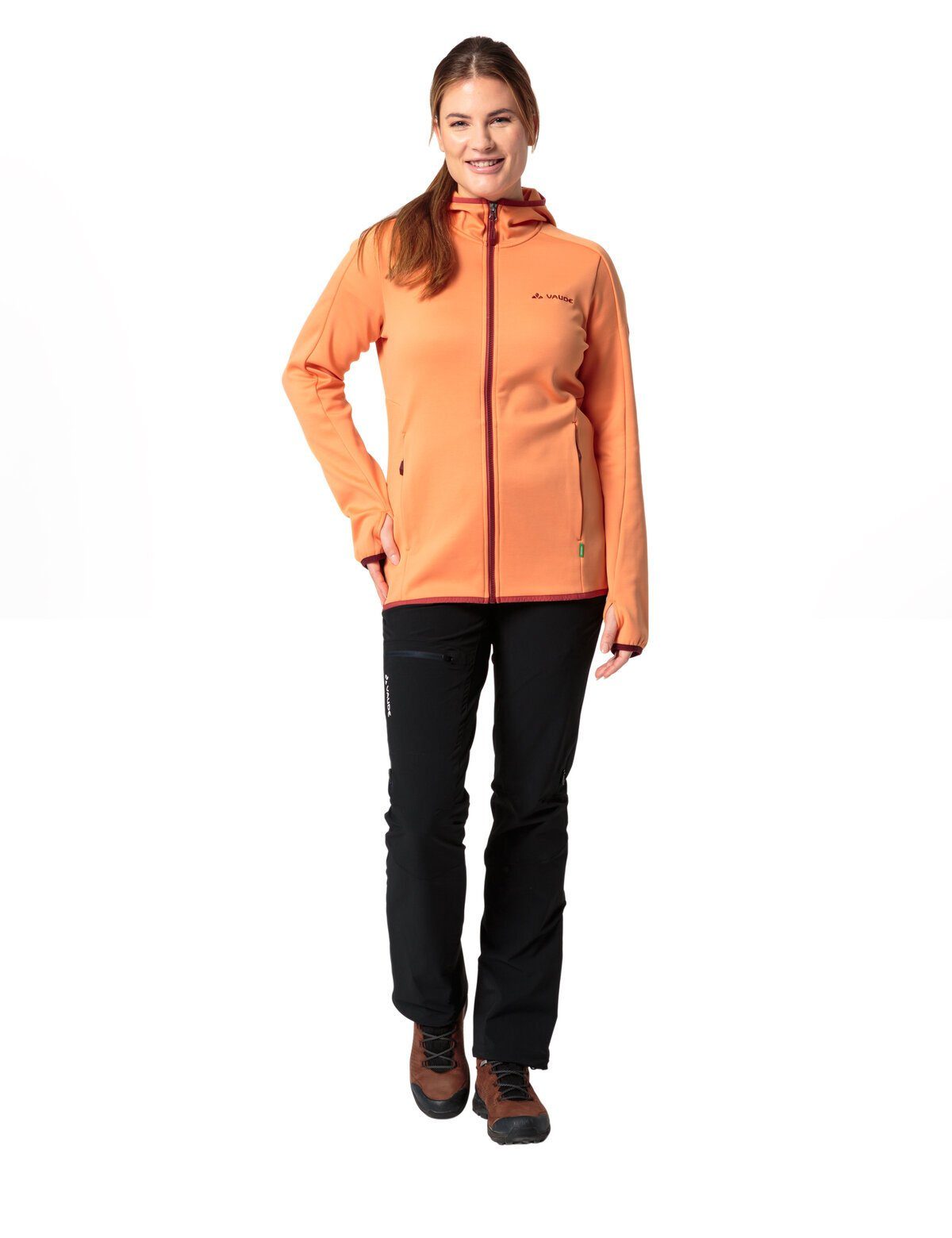 VAUDE Outdoorjacke Women's Valsorda Fleece kompensiert Klimaneutral (1-St) Hoody orange sweet