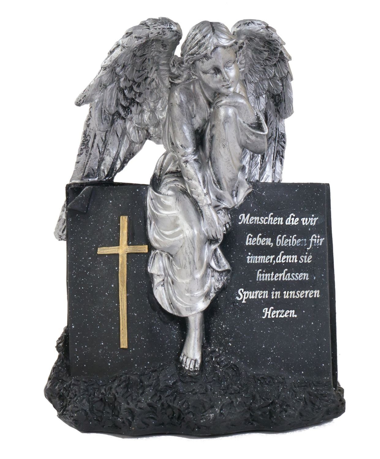 BURI Dekobaum Grab-Spruchstein Engel sitzend 28cm Grabschmuck Gedenkstein G günstig online kaufen