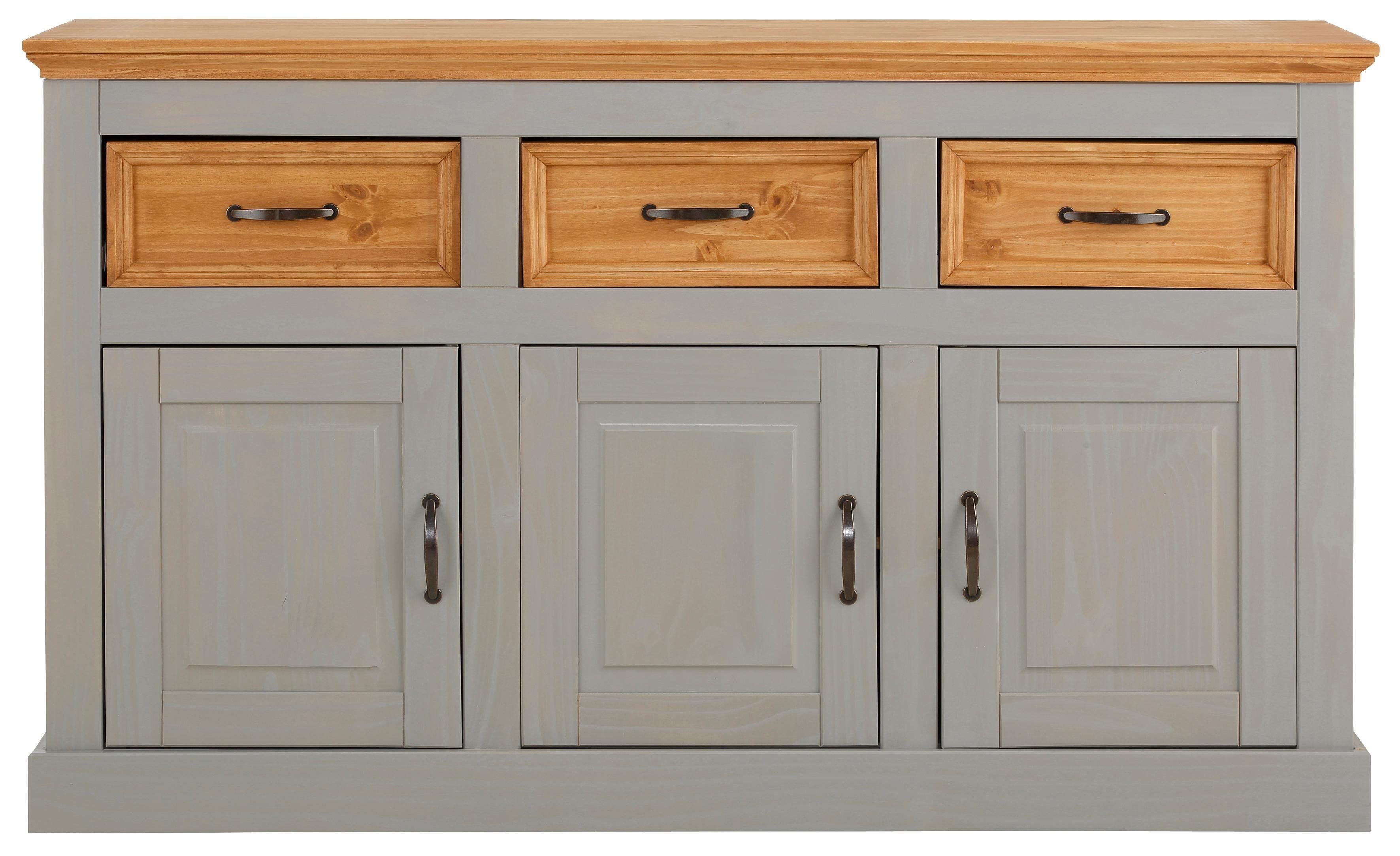Muebles Slavic Sideboard, 120 cm, 4 deuren, zwart, woonkamermeubels, gegolfde fronten, met poten
