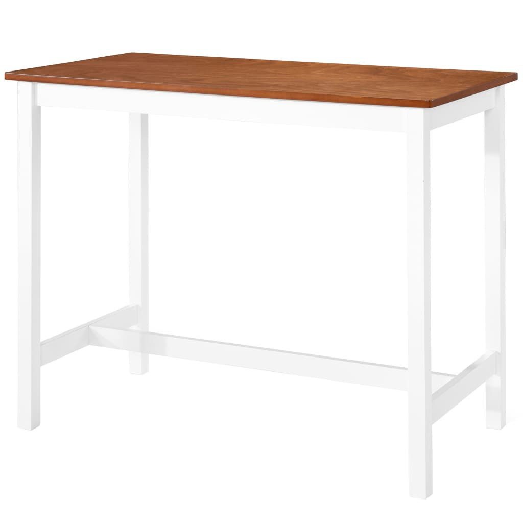 vidaXL Essgruppe Bartisch mit Stühlen 3-tlg. Massivholz Braun und Weiß, (2-tlg)