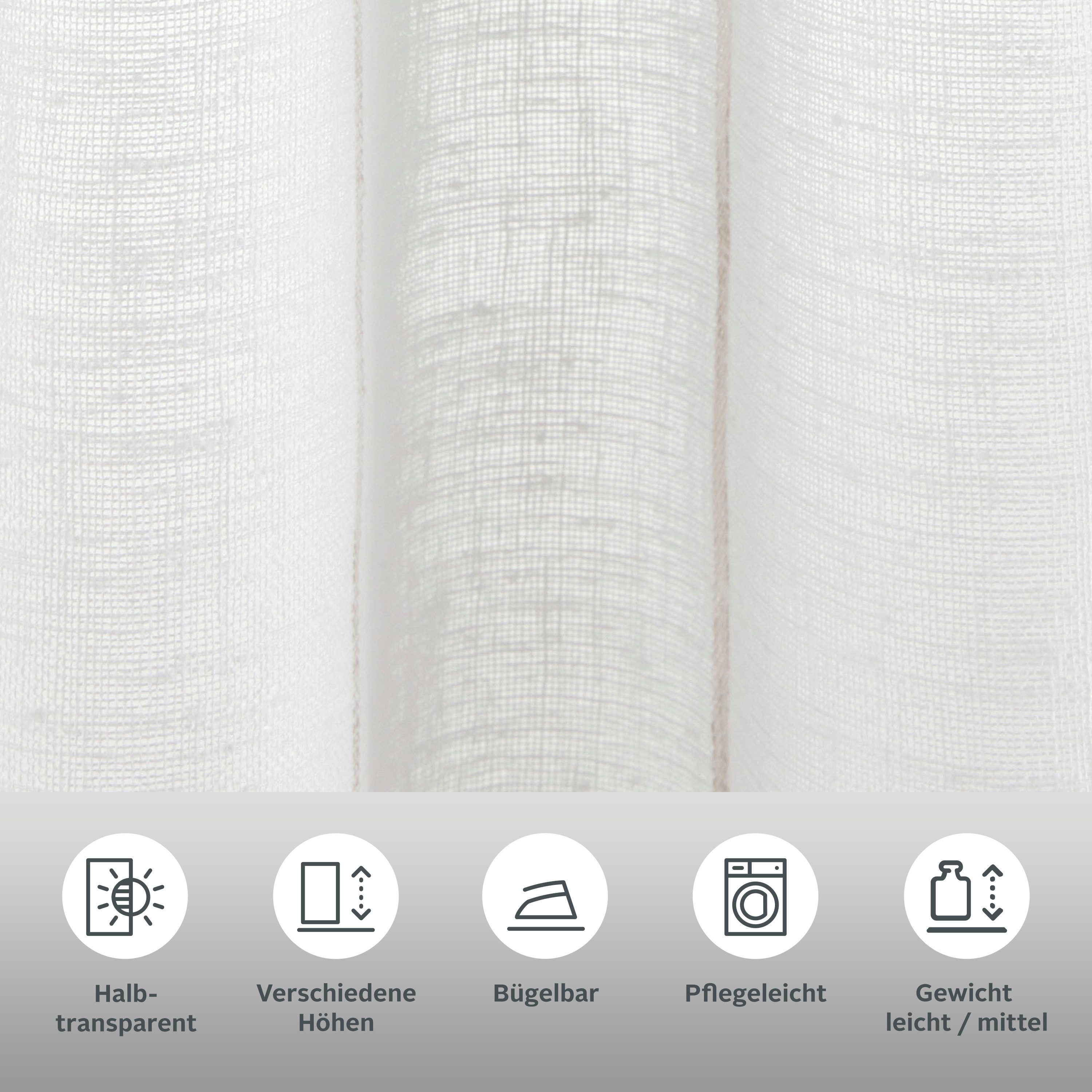 OTTO home Scheibengardine Clea (1 St), Ösen, halbtransparent, Polyester, mit braunen Längsstreifen in grober Struktur