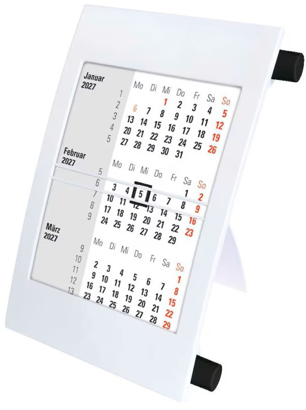 Saphir-Tec Terminkalender Tischkalender / Drehkalender 2027/2028 weiß/schwarz (1-tlg)