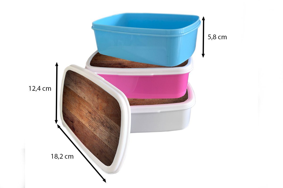 MuchoWow Lunchbox Holzbretter als Hintergrund, Brotdose Brotbox Kunststoff (2-tlg), rosa für Erwachsene, Kunststoff, Kinder, Mädchen, Snackbox