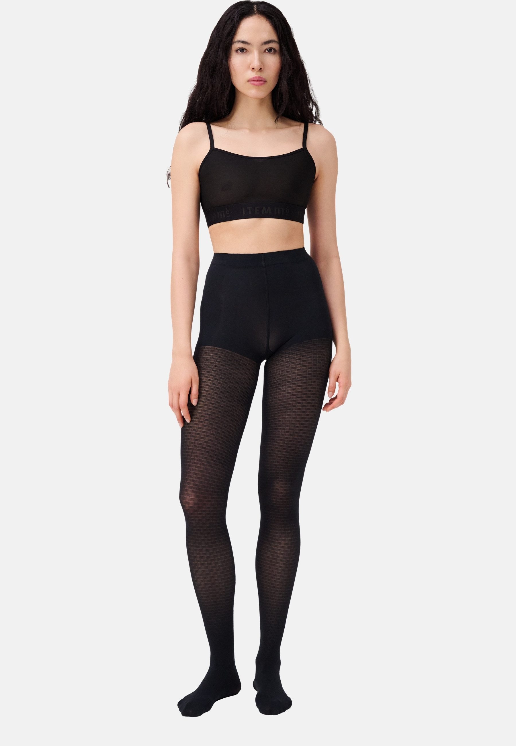 ITEM m6 Feinstrumpfhose Vichy-Muster, graduelle Kompression, Shaping-Effekt, leichte Beine