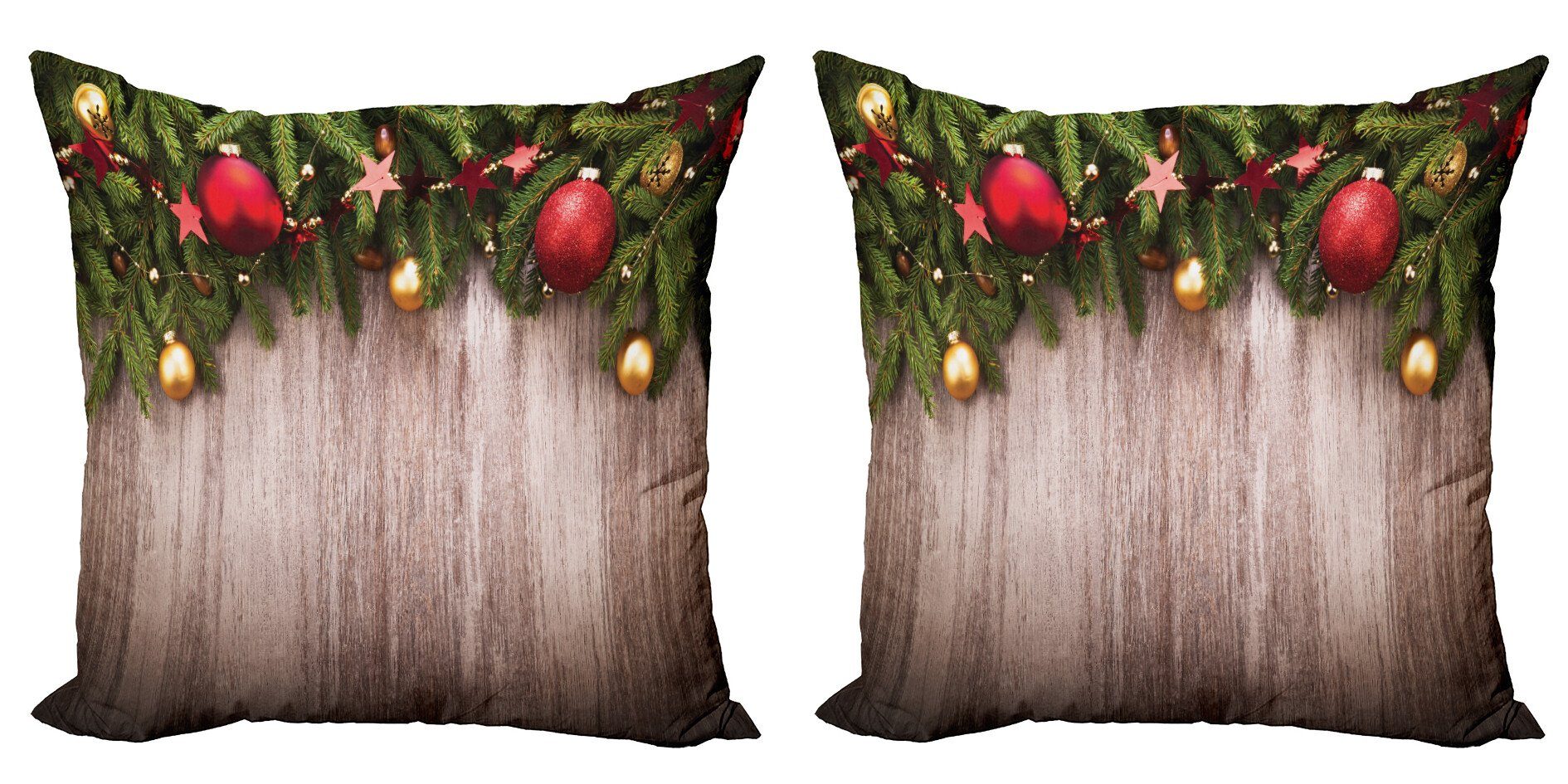 Weihnachten (2 Modern Holz Abakuhaus Doppelseitiger Accent Digitaldruck, Weihnachten Stück), Rustikales Kissenbezüge