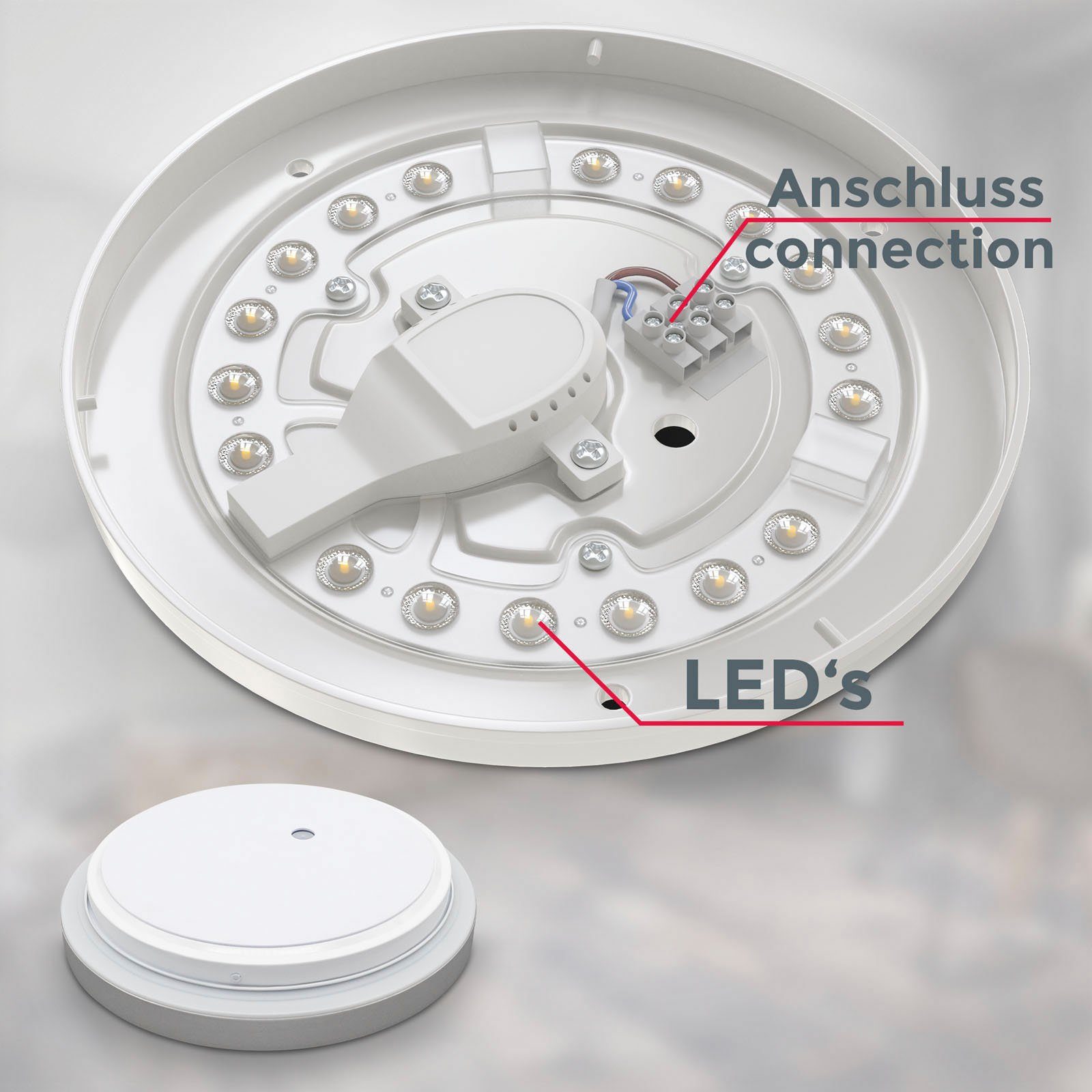 12W, Bad-Deckenlampe, Neutralweiß, LED 1.200lm, integriert, IP44, 4.000K, BK_DL1525 B.K.Licht LED fest Deckenleuchte Silberfarbig, Ø29cm LED