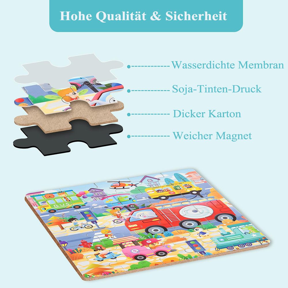 CLTYQ Steckpuzzle Magnetische Puzzle für Kleinkind, pädagogisches Reisespielzeug, Puzzleteile, Auto-Flugzeug-Aktivitäten für Kinder, Lernpuzzle für Roadtrips