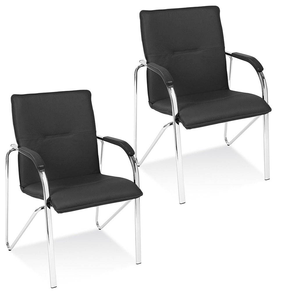 Besucherstuhl 2 Besucherstühle SAMBA - Leder schwarz