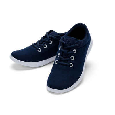 merinos - merinoshoes.de Bequeme Herren Lace-Up, Sportschuhe Sneaker atmungsaktive dunkelblaue Schuhe aus eleganter Merinowolle