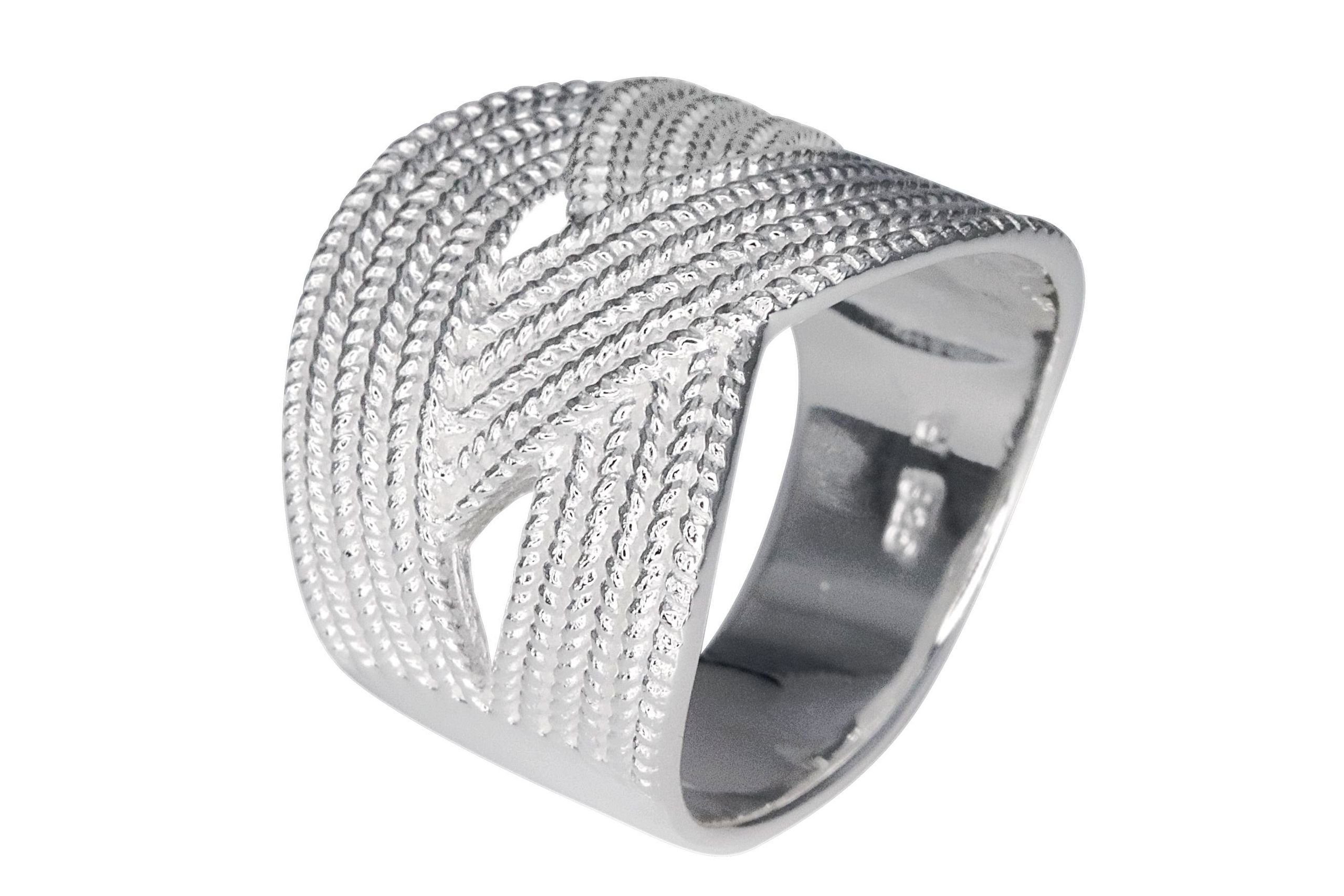 SILBERMOOS Silberring Feiner Flechtring, 925 Sterling Silber