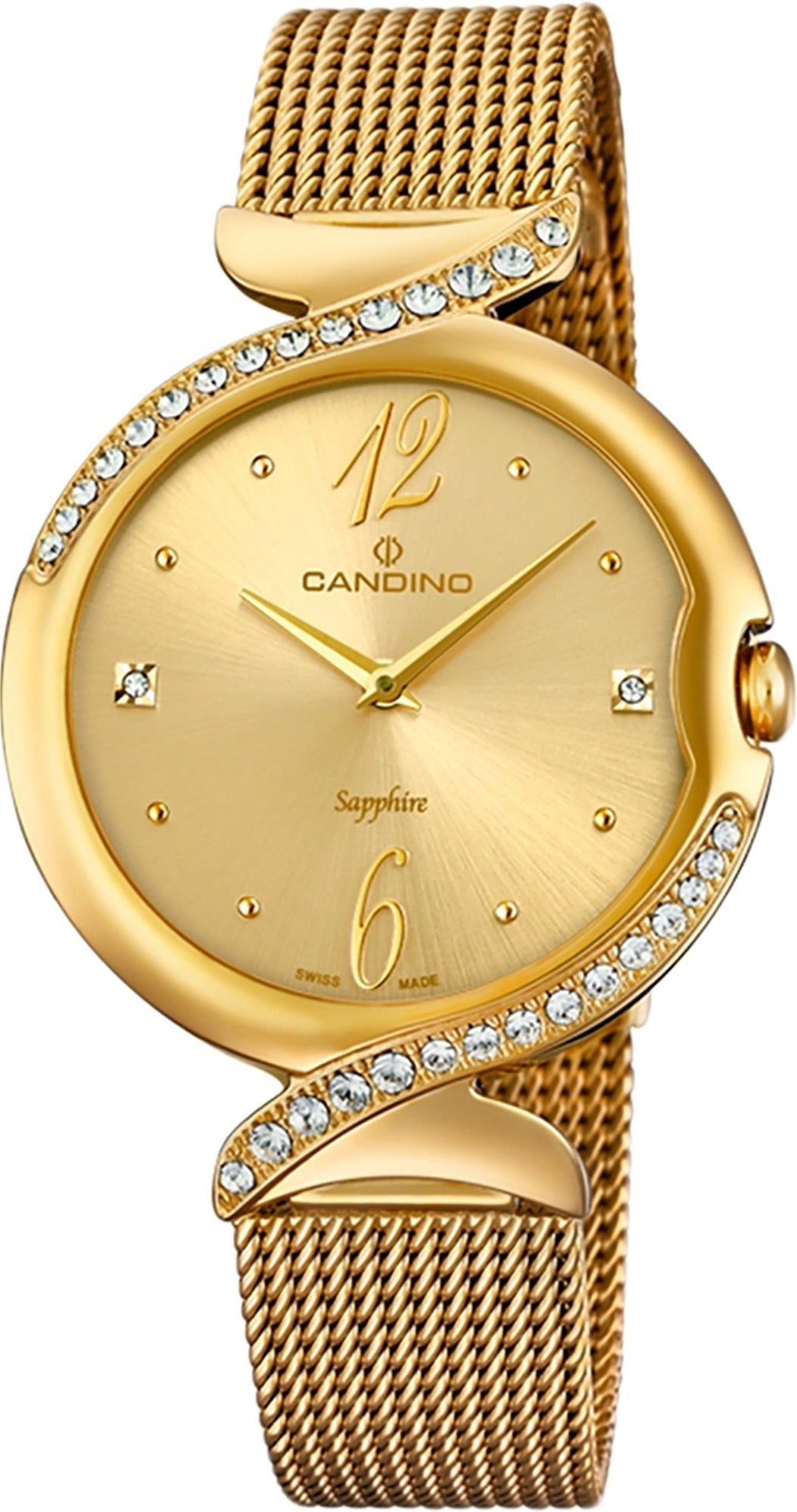 Candino Quarzuhr Candino Damen Uhr Quarzwerk C4612/2, Damen Armbanduhr  rund, Edelstahlarmband gold, Fashion
