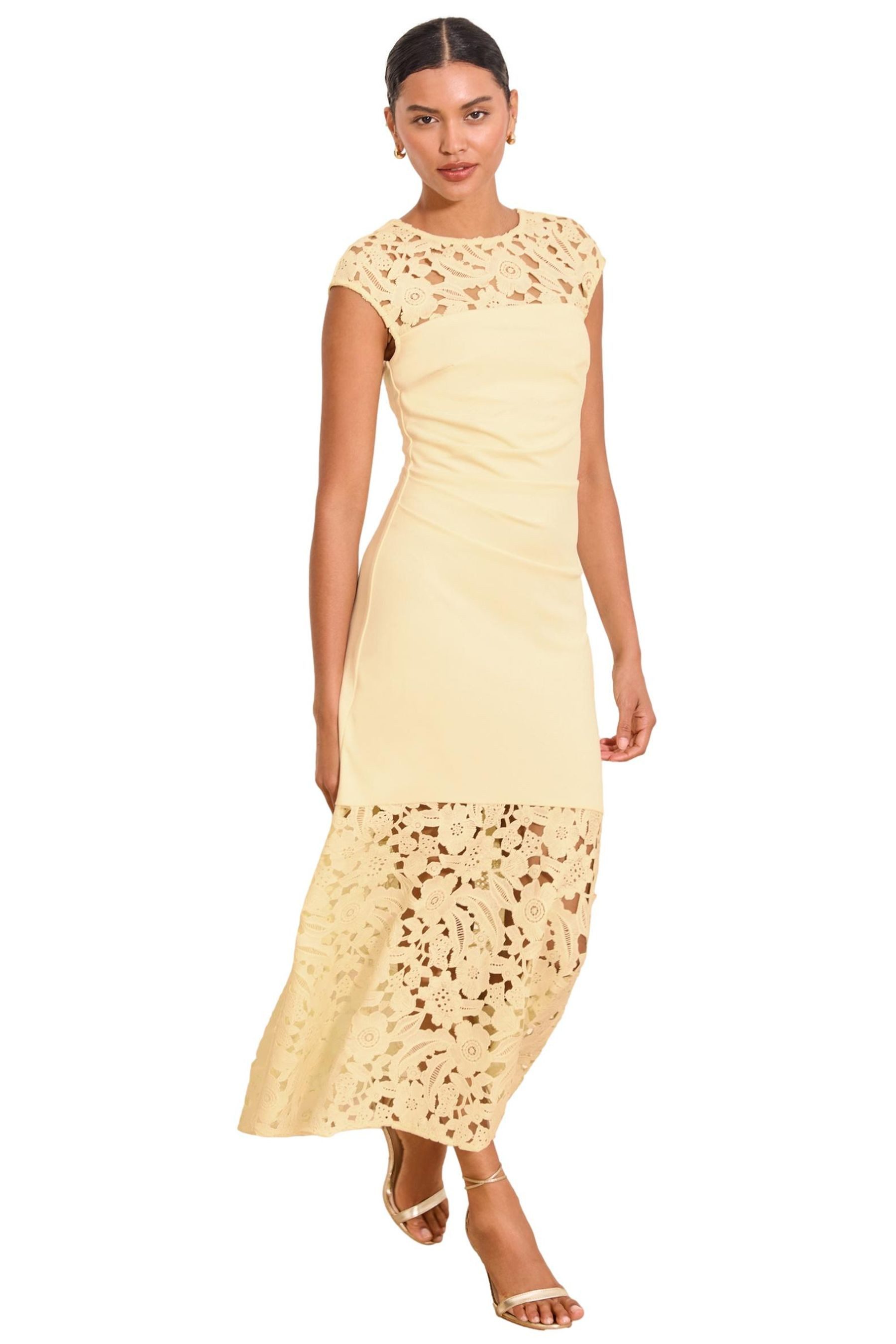 LIPSY Midikleid Lipsy Fit-and-Flare-Midaxikleid mit Spitzensaum (1-tlg)