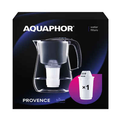 AQUAPHOR Wasserfilter Provence A5 schwarz - Premium-Wasserfilter in Glasoptik, Zubehör für Filterkartuschen AQUAPHOR A5, A5H hartes Wasser & A5 Magnesium, Reduziert Kalk, Chlor & weiteren Stoffen, BPA frei