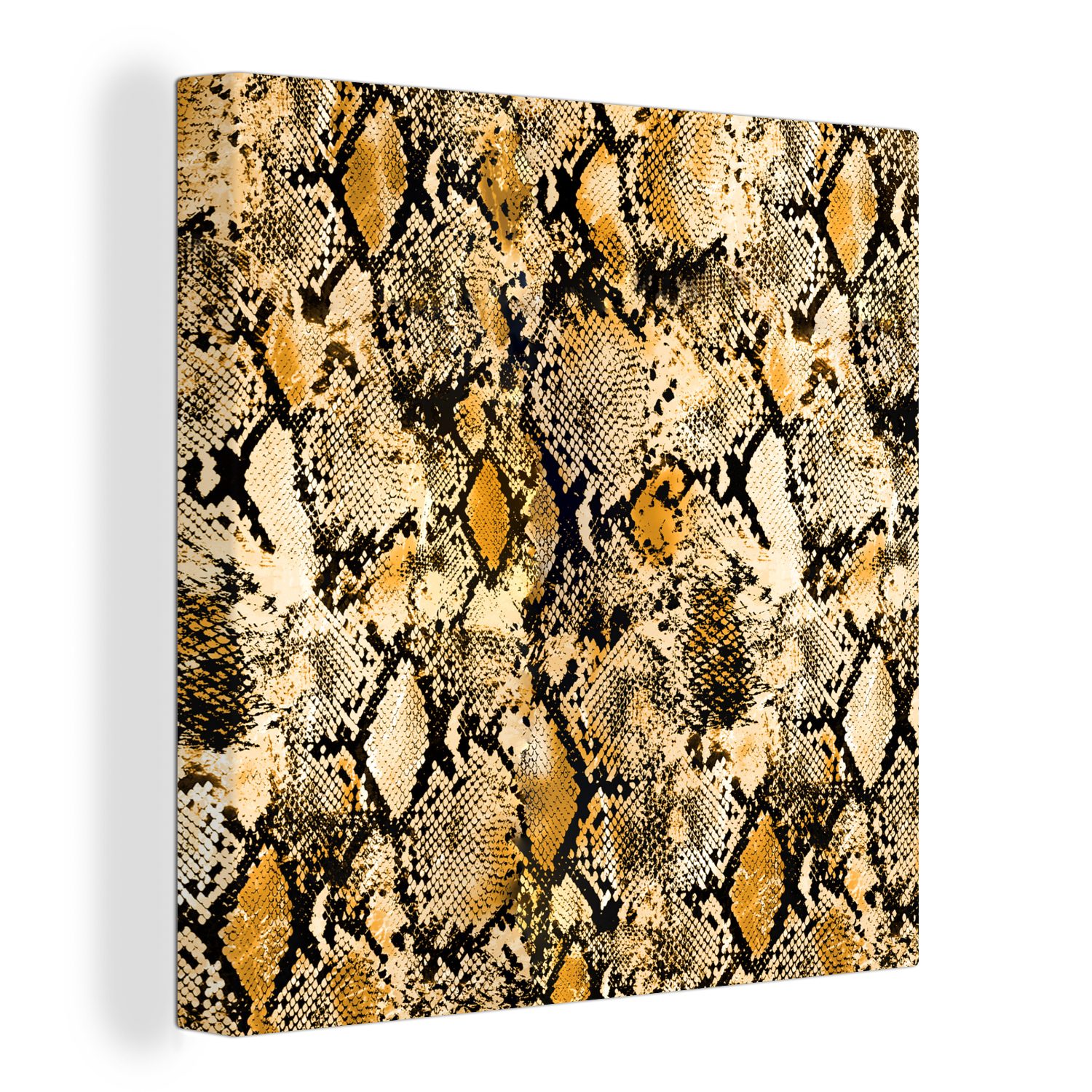 OneMillionCanvasses® Leinwandbild Tiermuster - Gold - Schlange, (1 St), Leinwand Bilder für Wohnzimmer Schlafzimmer