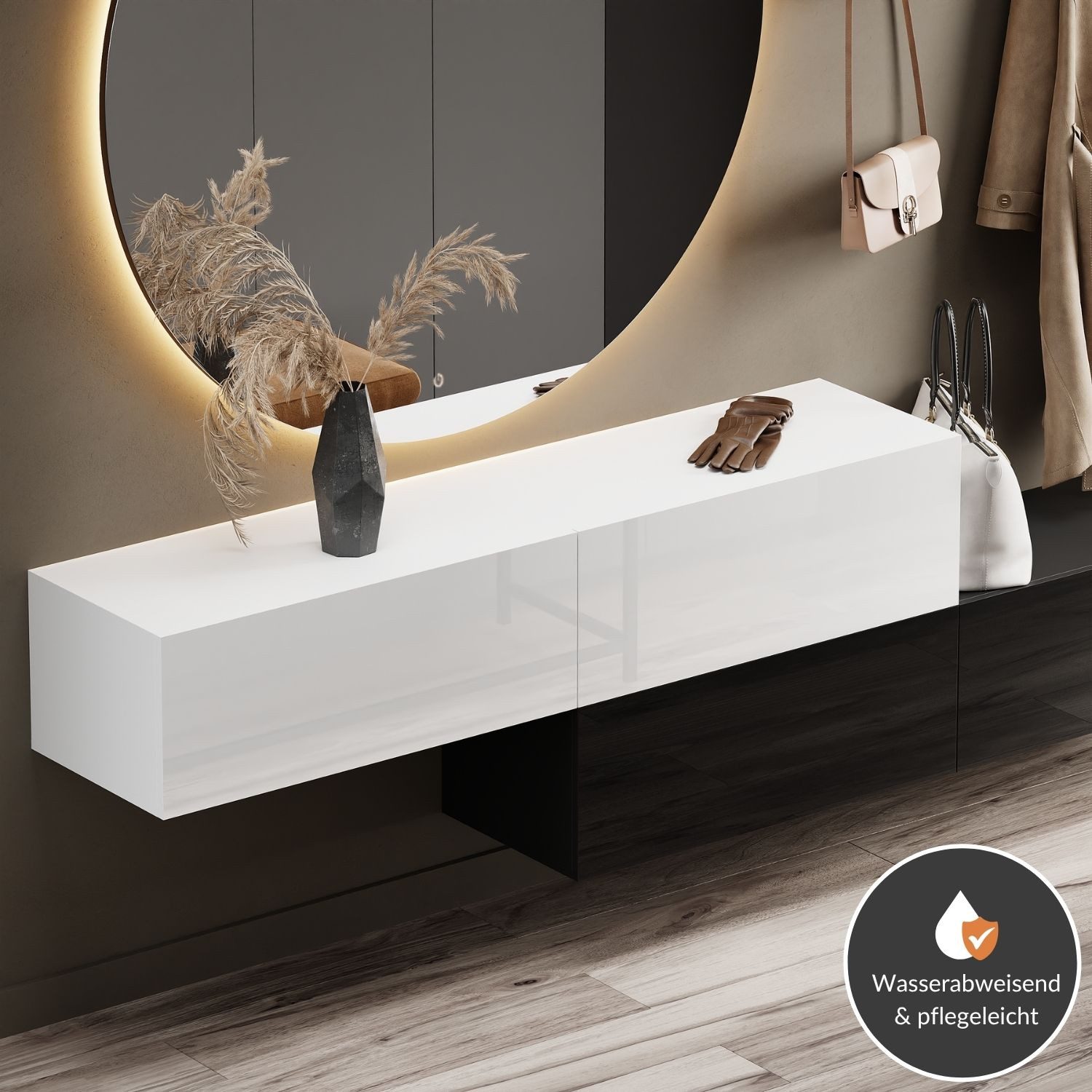 Planetmöbel Garderobenschrank Kompaktgarderobe Wandschrank 320 cm (schmaler Flurschrank mit Stauraum, 2-St., Flurgarderobe mit Soft-Open Funktion) Flurkommode vielseitig kombinierbar, 2x 160 cm