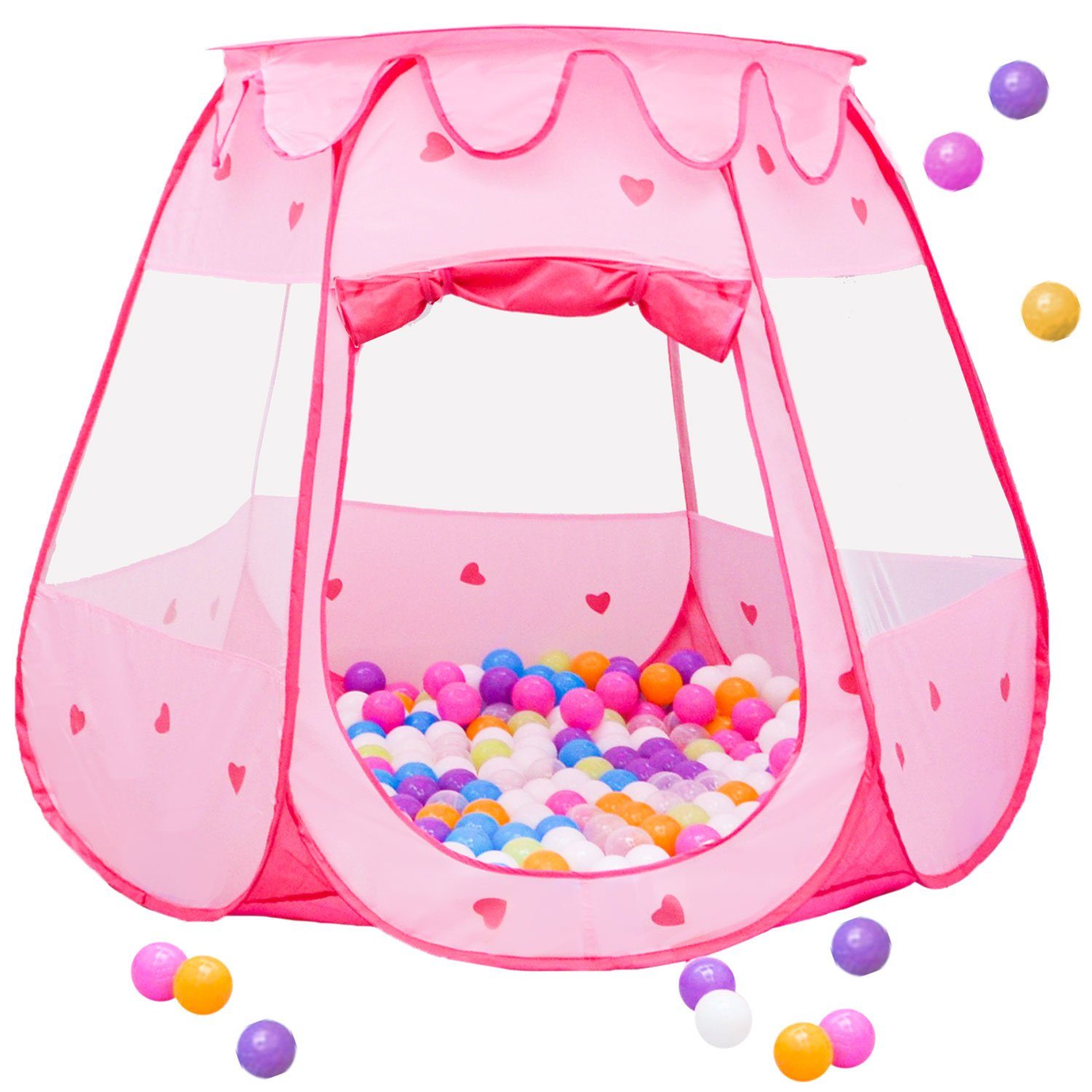 Spielzelt mit 300 Bällen - Pop Up Kinderspielzelt - Bällebad Zelt Indoor Outdoor