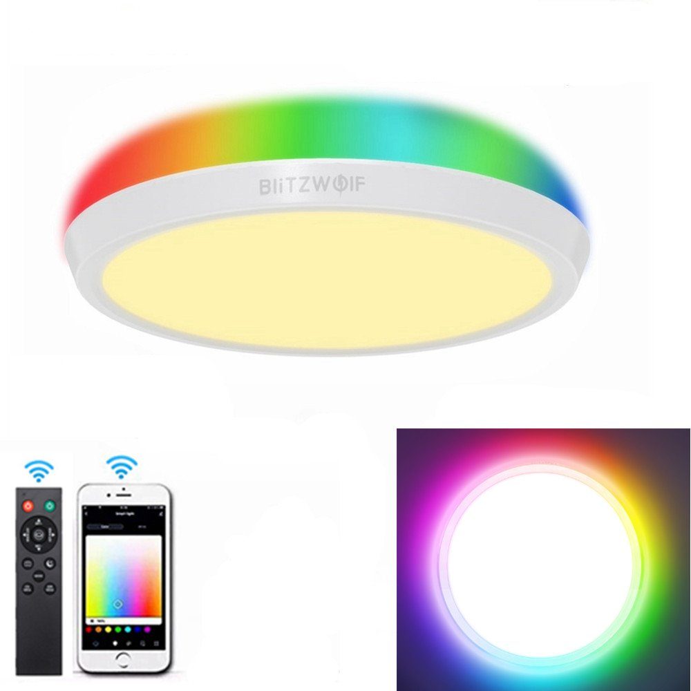 BLiTZWOLF LED Deckenleuchte, Farbwechsler, Smart Deckenlampe WiFi RGB Dimmbar φ40cm, Alexa Google Fernbedienung