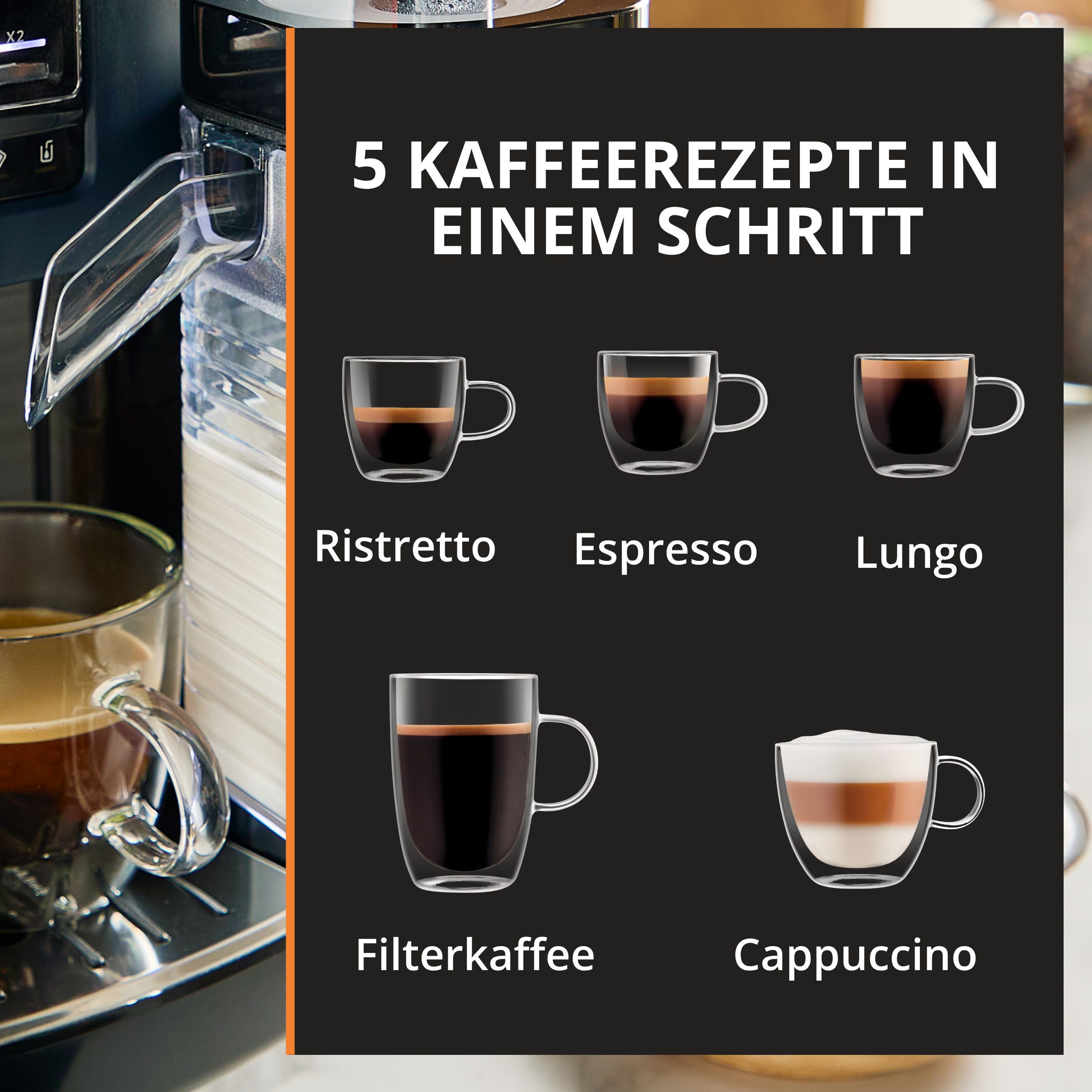 Krups Kaffeevollautomat EA402H Serenity Milk, 5 Getränke, Milk Maestro-Technologie, automatische Reinigung, 2 Tassen