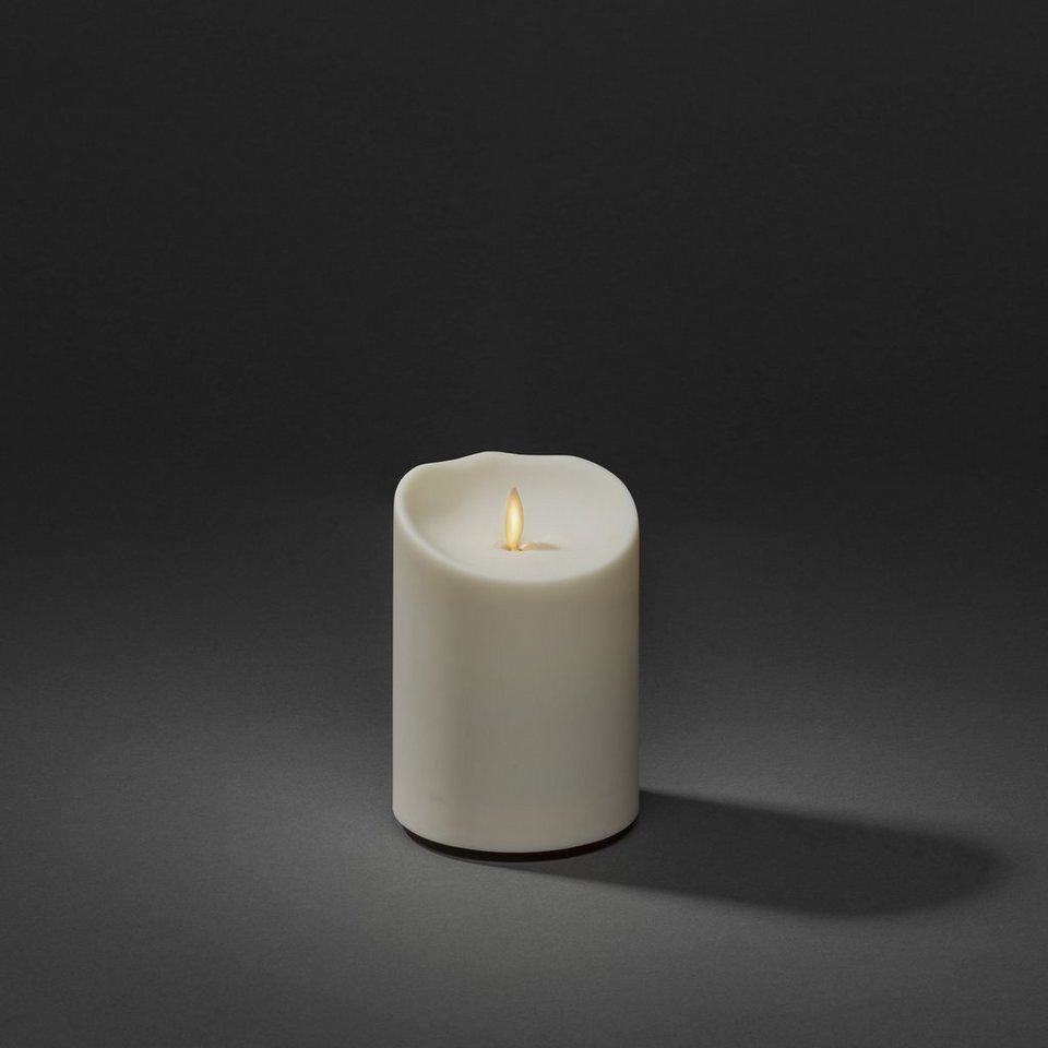 KONSTSMIDE LED-Kerze (1-tlg), LED Kerze cremeweiß, mit 3D Flamme und  geschmolzener Kante, Mit 5-Stunden-Timer und An-/Aus-Schalter