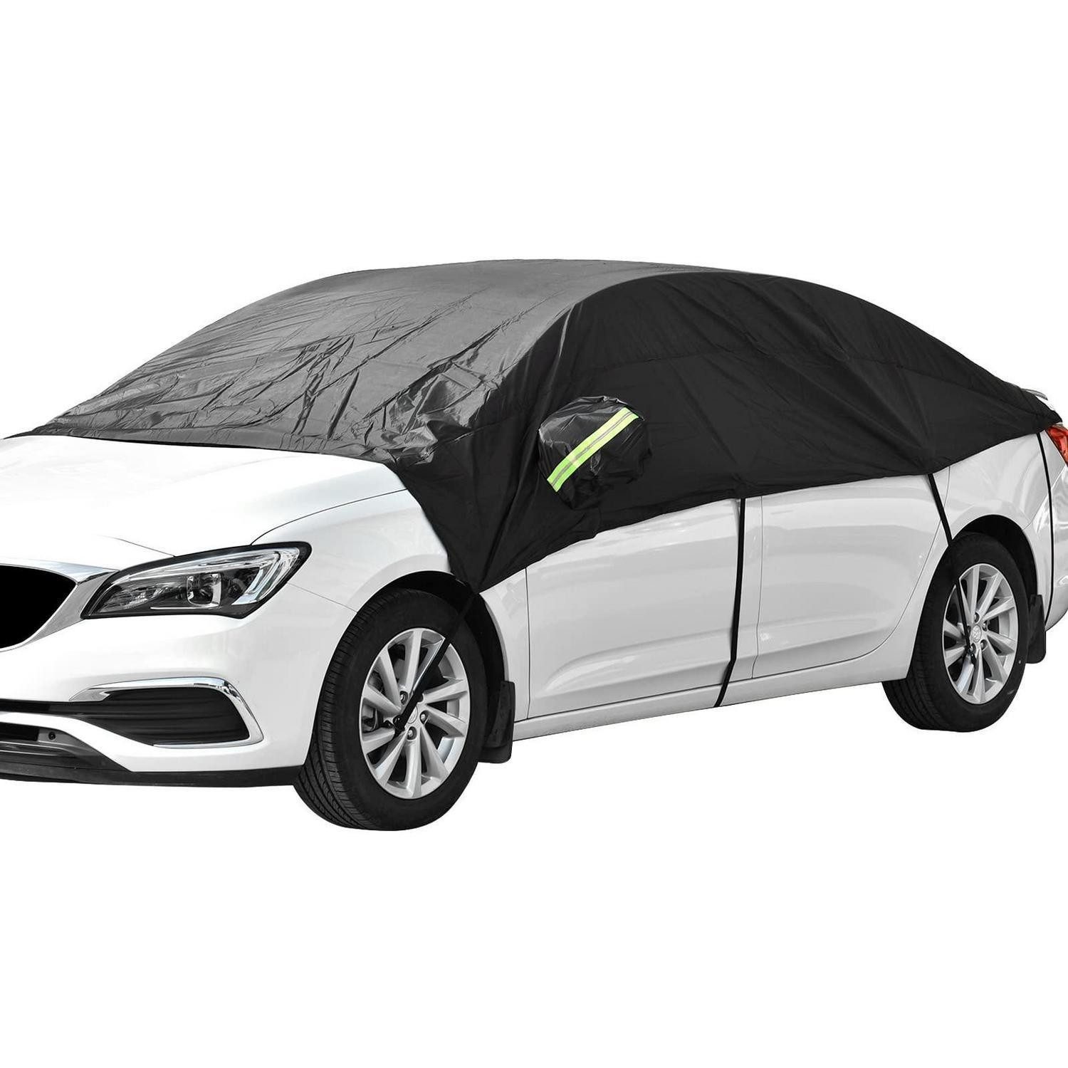 LuxusKollektion Autoplane Halbgarage Autoabdeckung Phosphoreszierend UV Schutz Schwarz (1-St)