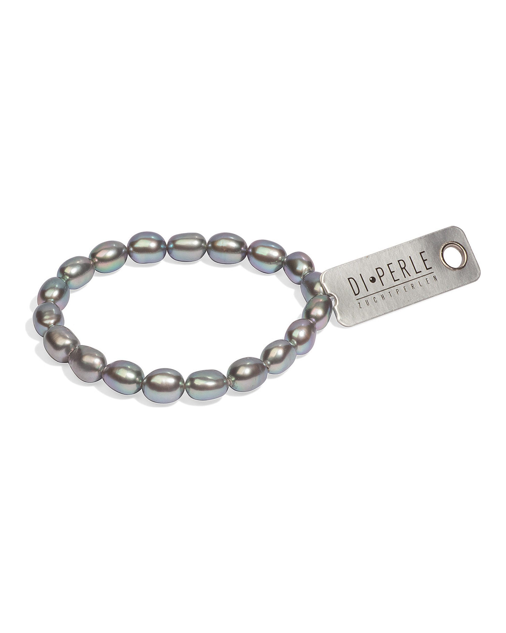 DI PERLE Perlenarmband Süßwasserperlen Armschmuck Armband, 19 cm, grau