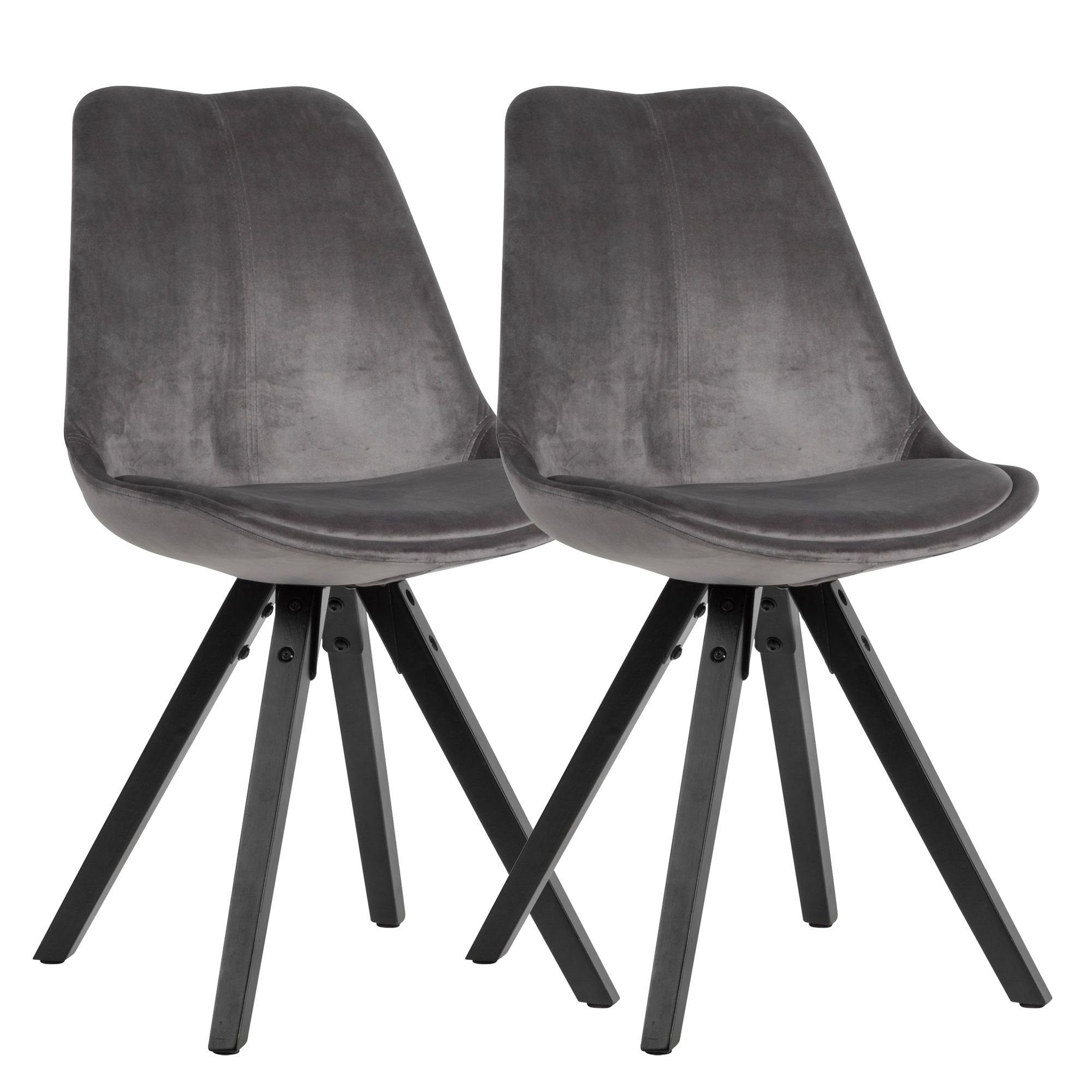 KADIMA DESIGN Esszimmerstuhl Küchenstuhl LUND - modernes Design, robuste Standbeine Grau | Grau | Stühle
