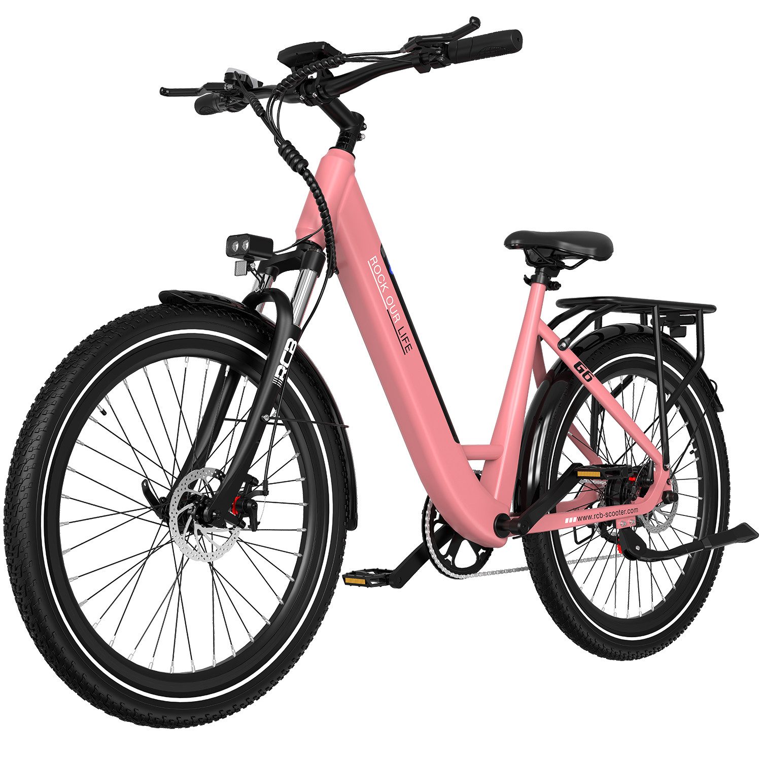 RCB E-Bike Pedelec G6 für Stadt und Gelände, 27,5 Zoll Damen Elektrofahrrad,13Ah,40-70 km, 7 Gang, Heckmotor, 468 Wh, APP, ebike Herren, Gepäckträger hinten