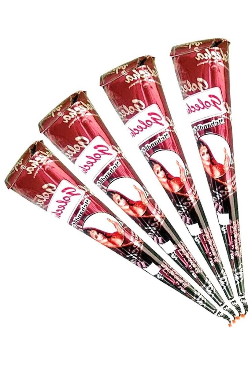 CoverKingz Schmuck-Tattoo 4x Golecha 100% Natural Henna Paste Cones Kegel (Rot-Braun) No Mix
