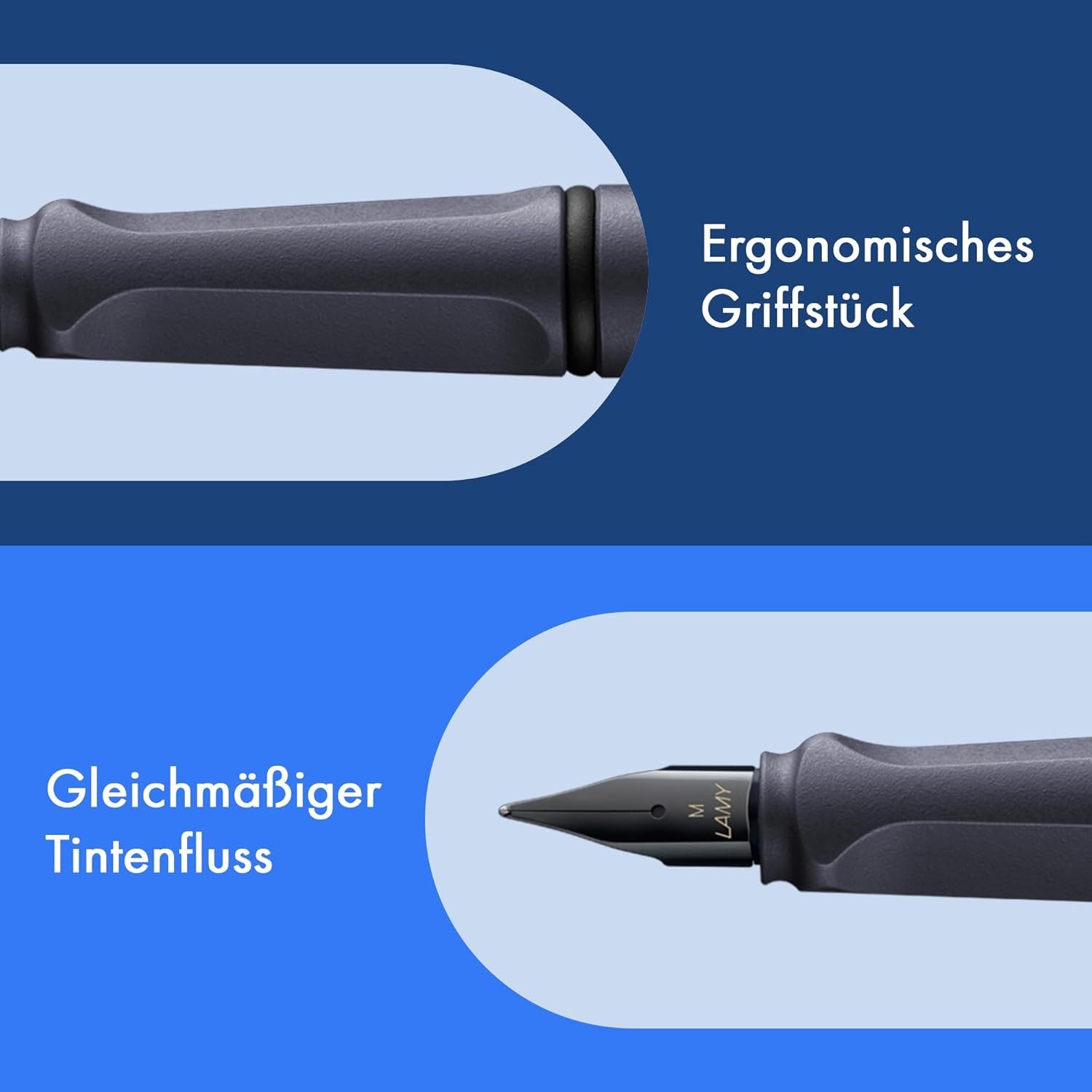 LAMY Füllhalter LAMY Füller Safari 0E2 STEEL Schwarz Stärke M