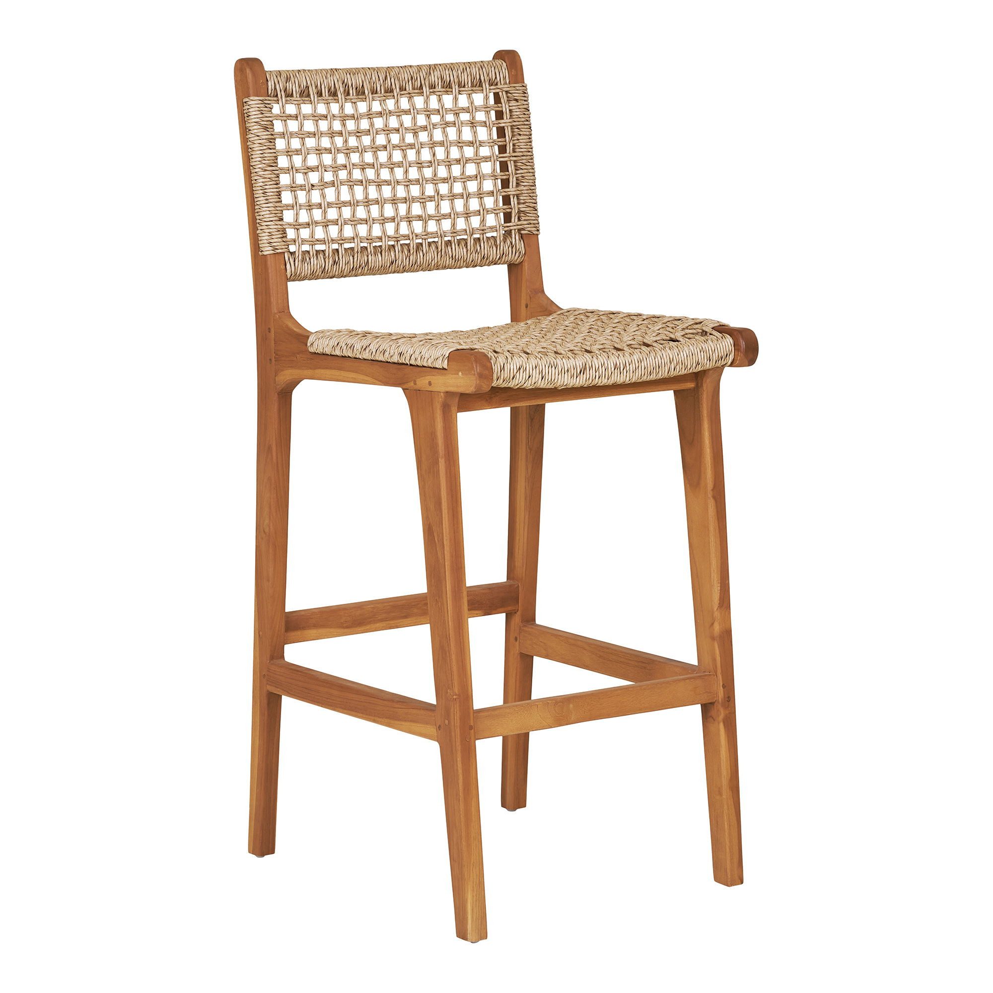 Barhocker Tresen-Stuhl Derby Massivholz, PE-Rattan Natur