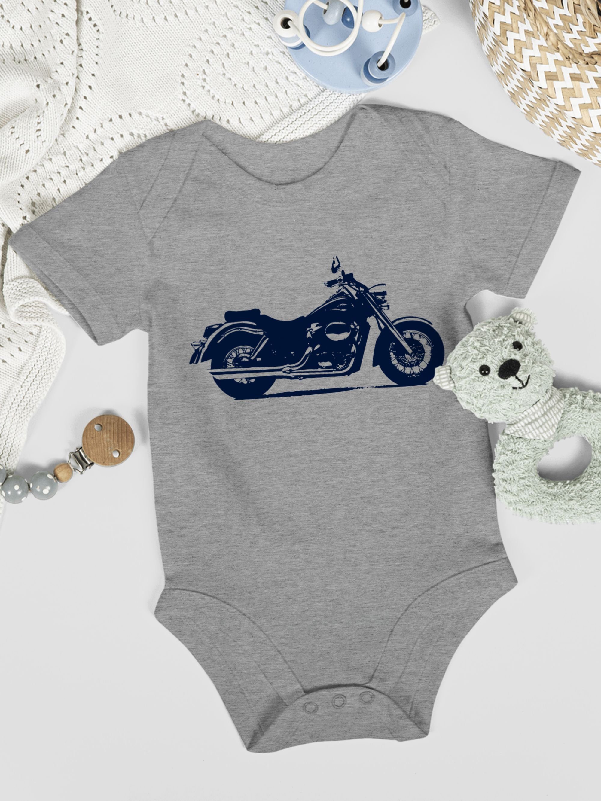 Shirtracer Shirtbody Motorrad Baby Bagger und Co. Traktor meliert 2 Grau