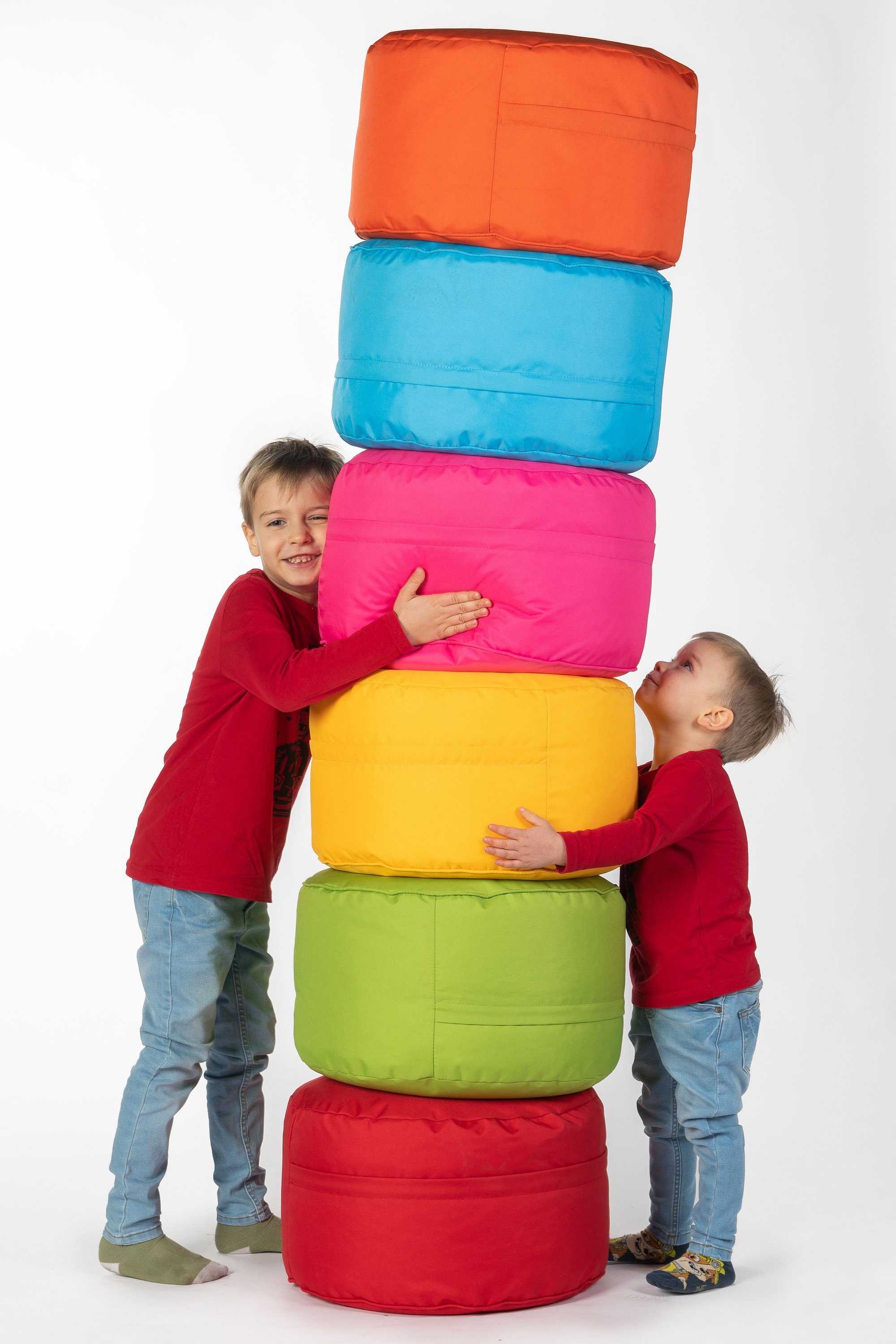 sunnypillow Sitzsack Runder Sitzpouf mit abnehmbarem Bezug, Sitzsack - Hocker rund 25 x 45 cm weiß