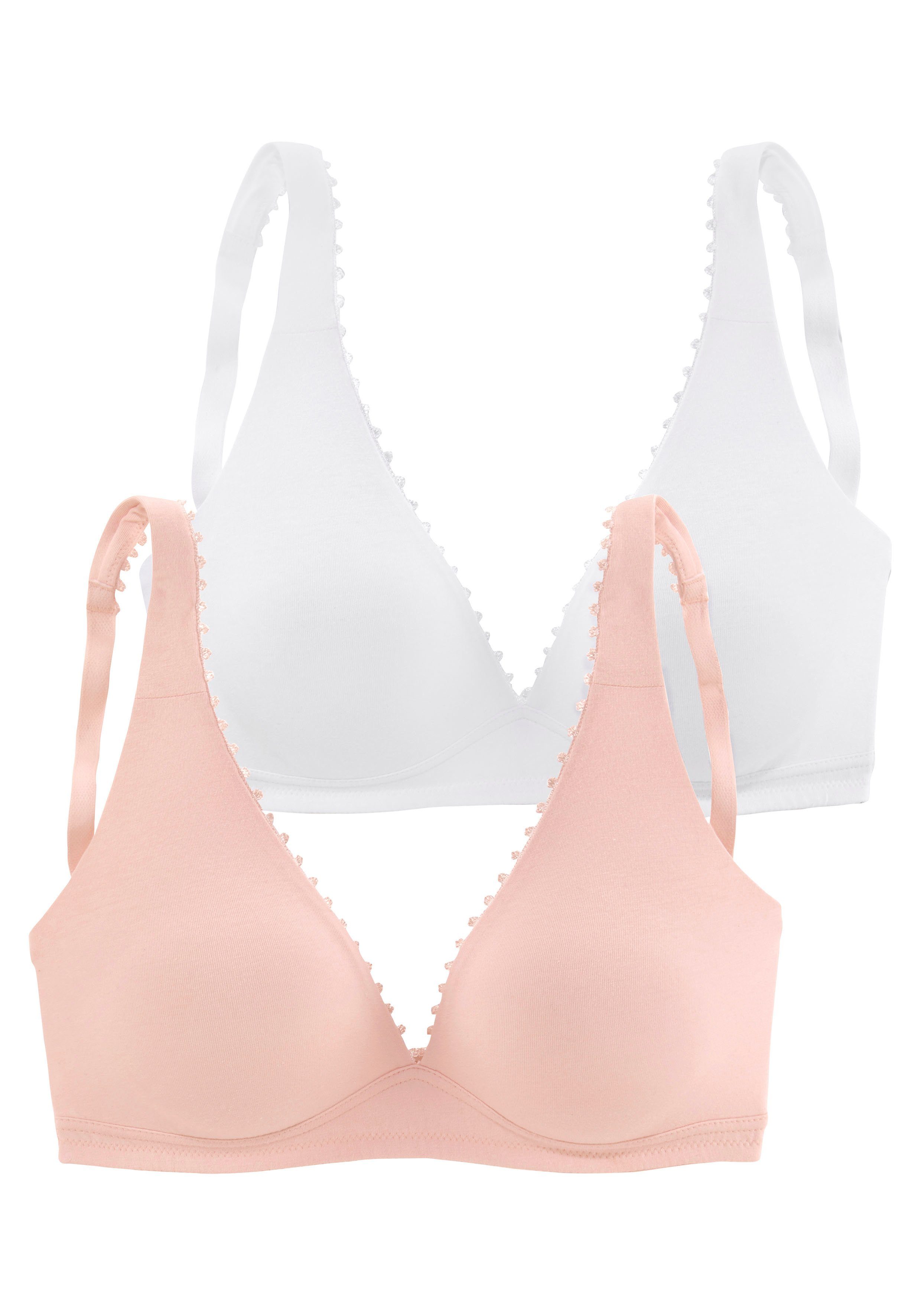 fleur Zierborte, High-Apex-Schnittform (Packung, rose+weiß mit Bügel ohne 2 Basic Stück) petite Bralette-BH Dessous in