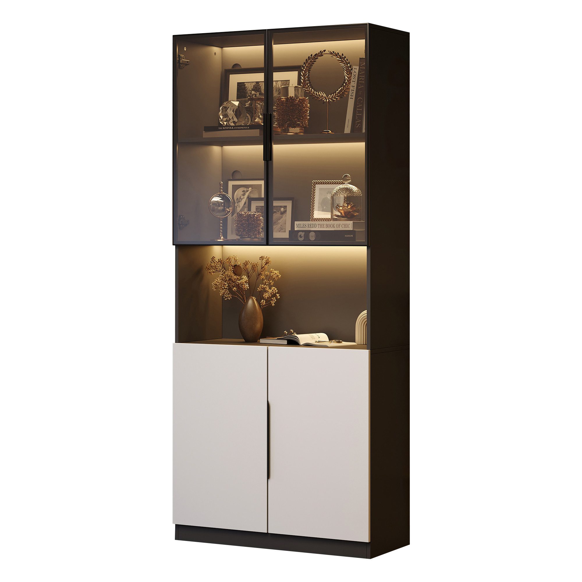 OKWISH Vitrine mit verstellbare Trennwand (Bücherregal günstig online kaufen