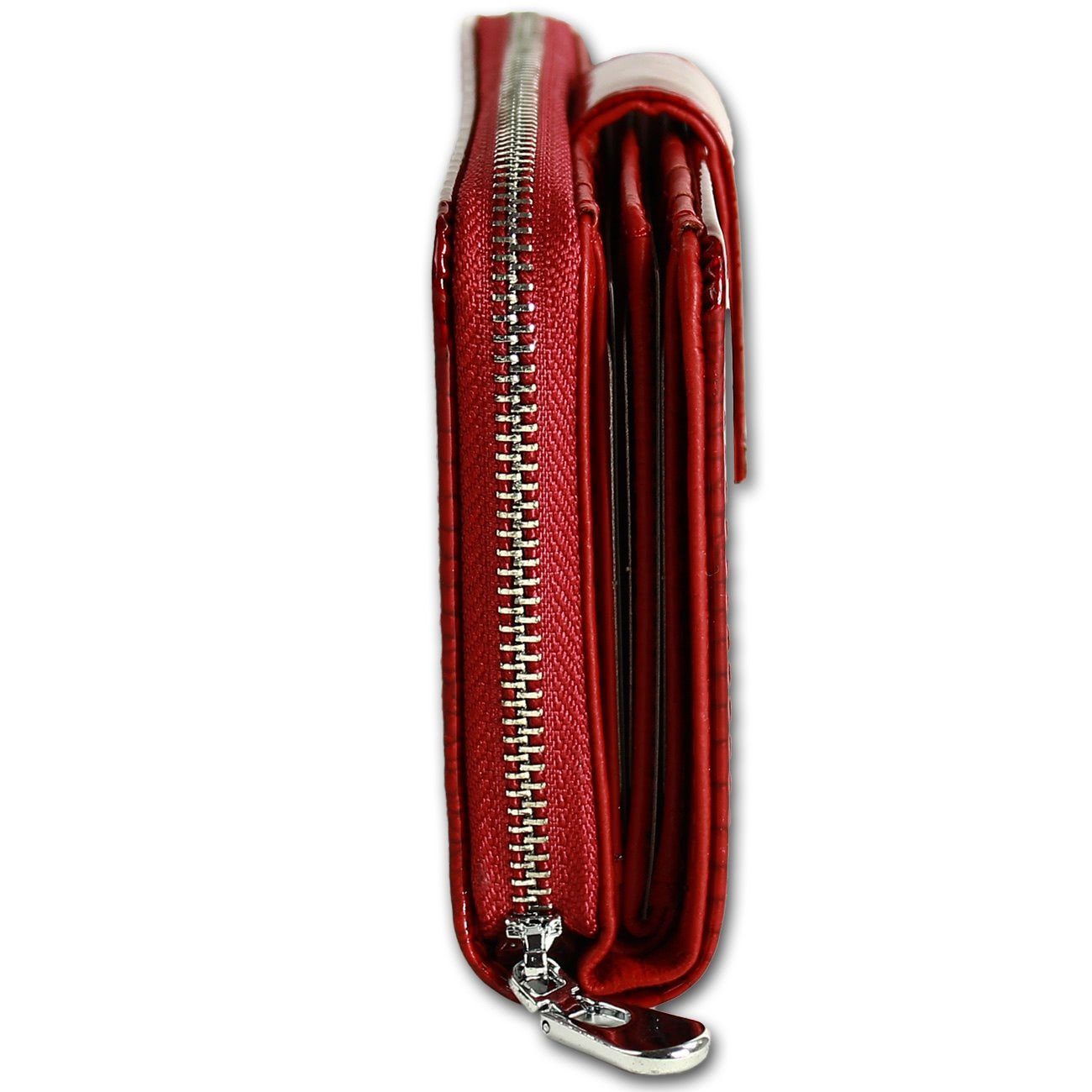 Jennifer Jones Geldbörse Jennifer Jones Damen Börse RFID Blocker (Portemonnaie, Portemonnaie), Damen Portemonnaie Echtleder Größe ca. 12cm, rot