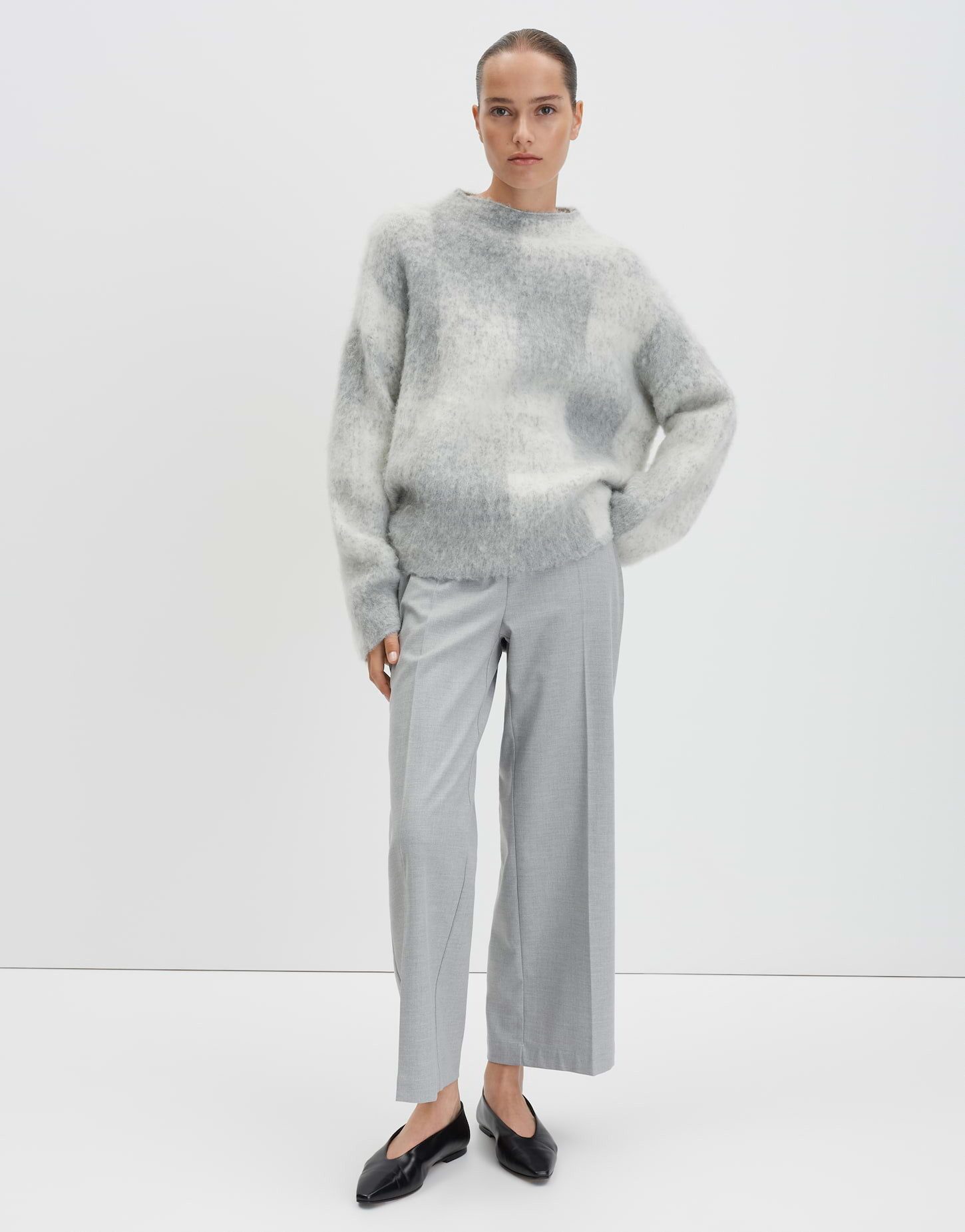 someday Strickpullover TEONIE Loose mit Jacquardmuster Jacquard-Pullover mit weitem Schnitt und modernem Funnel Neck