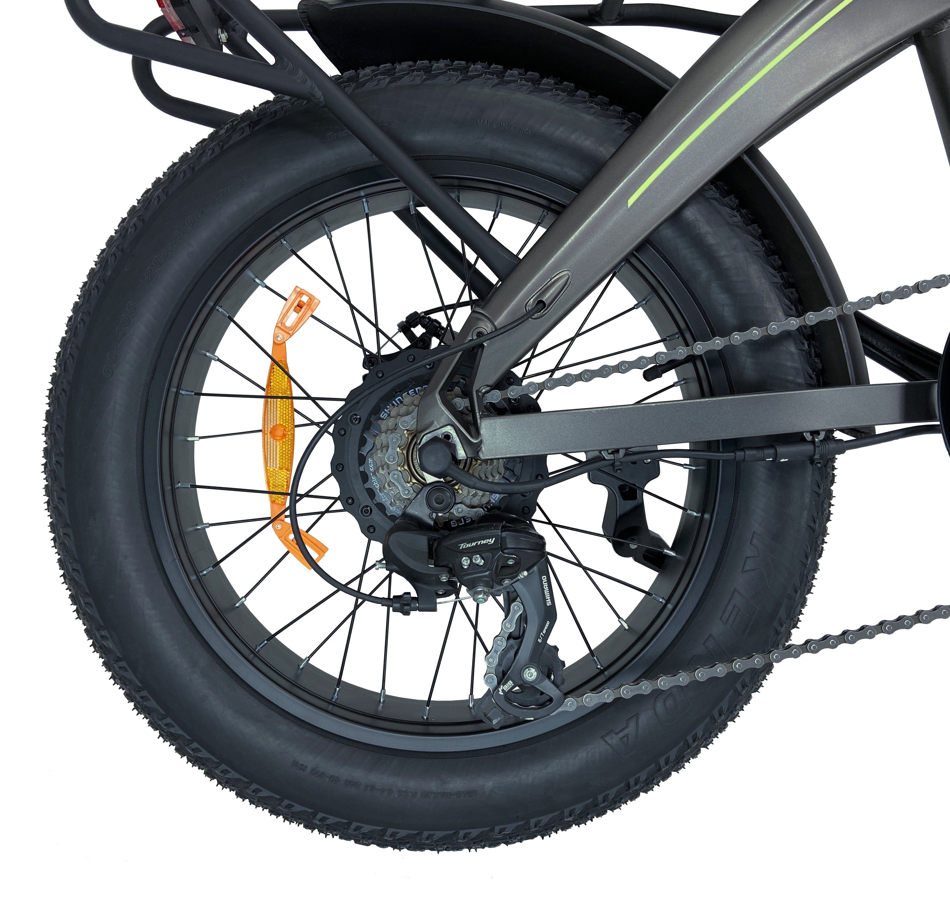 SachsenRAD E-Bike F6 Heckmotor, 7 Shiamo, 20 LCD Gang Kettenschaltung, starker 80km E-Faltbike interne Geländemotor, Safari E-Bike Stück), (1 Reichweite, Steuerdisplay Kabelführung Zoll