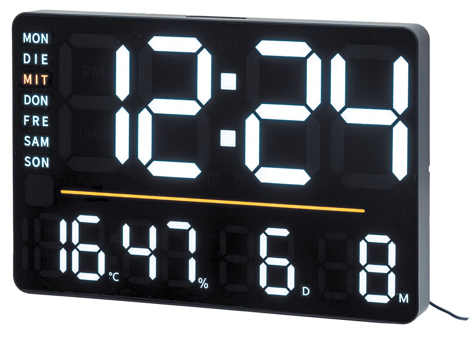 AMS Tischuhr Quarzuhr, Wohnzimmer, Esszimmer, automatischer Kalender