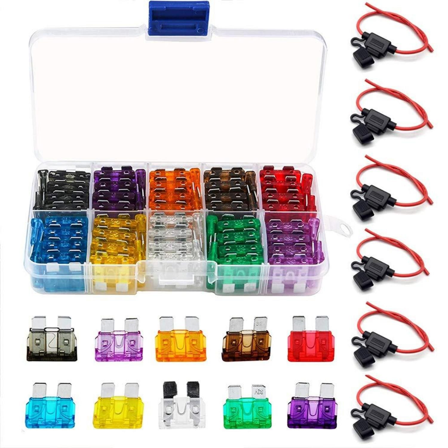 LuxusKollektion Multitool 6 Stk. 14AWG kfz Sicherungshalter mit wasserdichter Kappe+100 Mittel