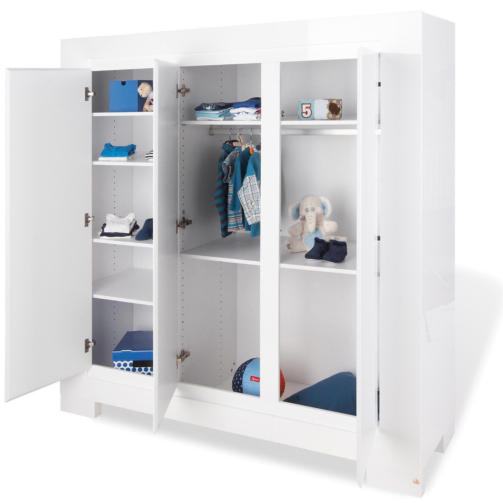 Pinolino® Kleiderschrank SKY, 3-türig, Weiß/Hochglanz ...