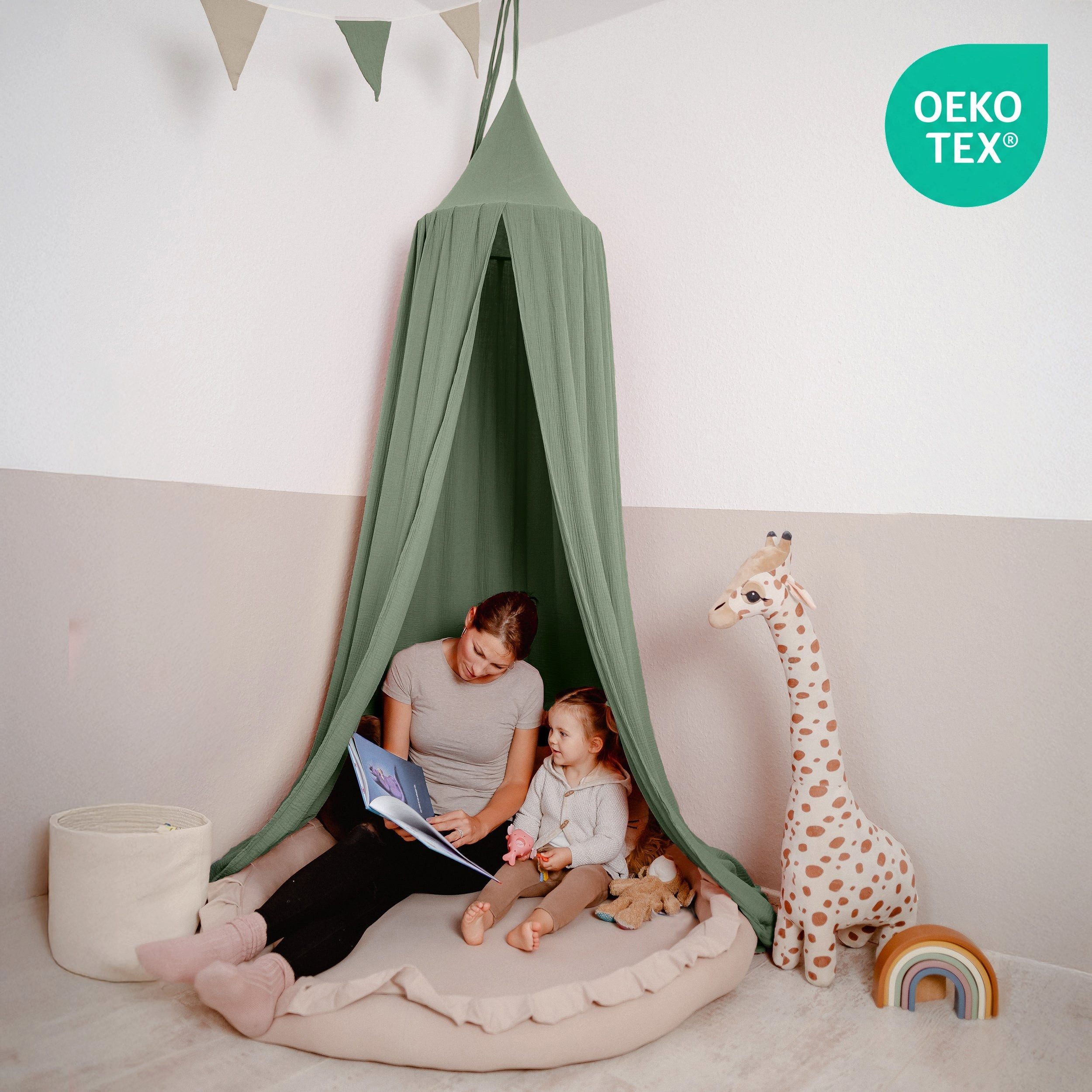 lilimaus Betthimmel für Kinderzimmer & Kuschelecke - großer Baldachin aus 100% Musselin (1-tlg), handgenäht - Rückzugsort zum Träumen, Lesen & Spielen