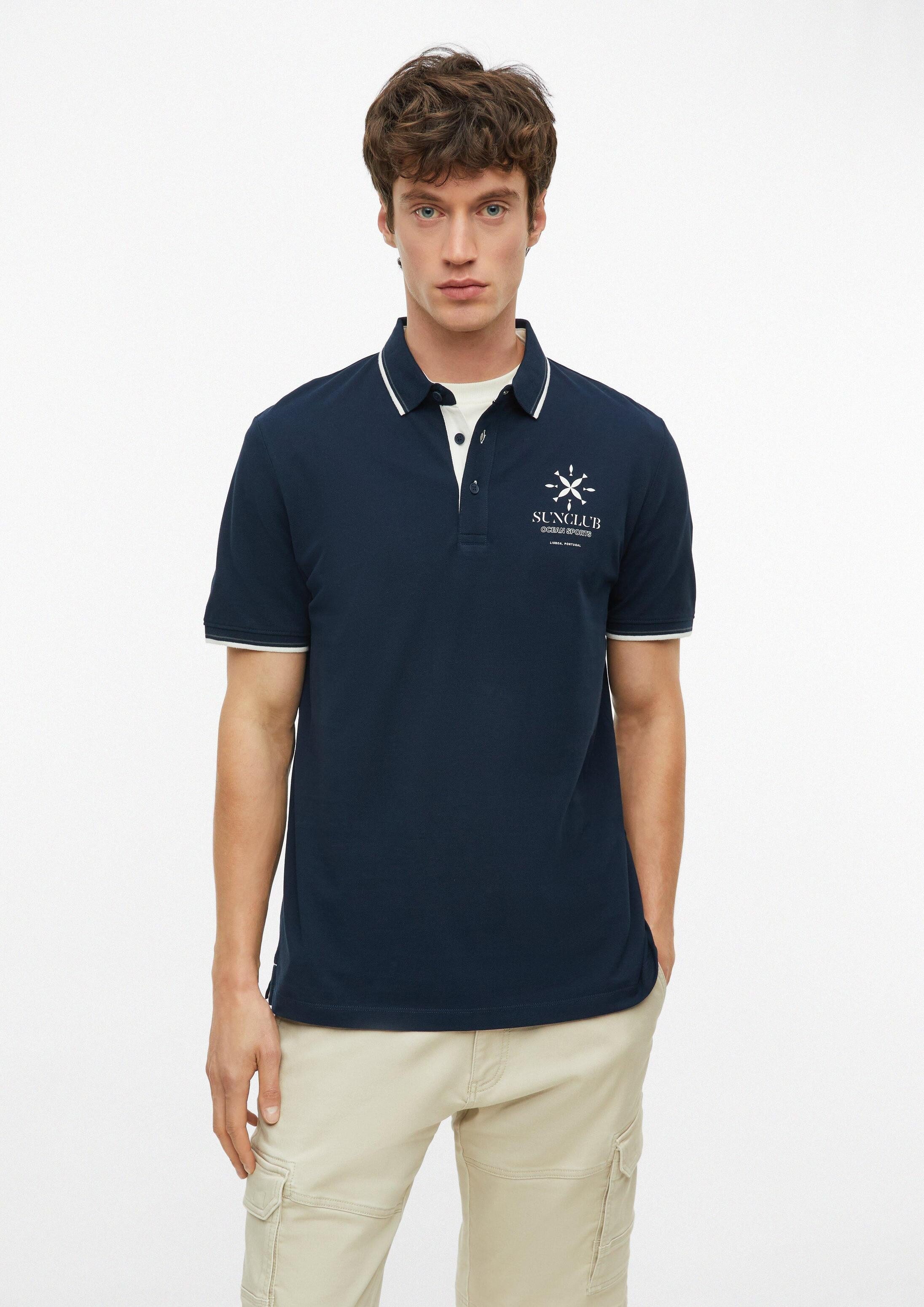 s.Oliver Kurzarmshirt Polo-Shirt Poloshirt aus Baumwollpiqué mit Kontrast-Details