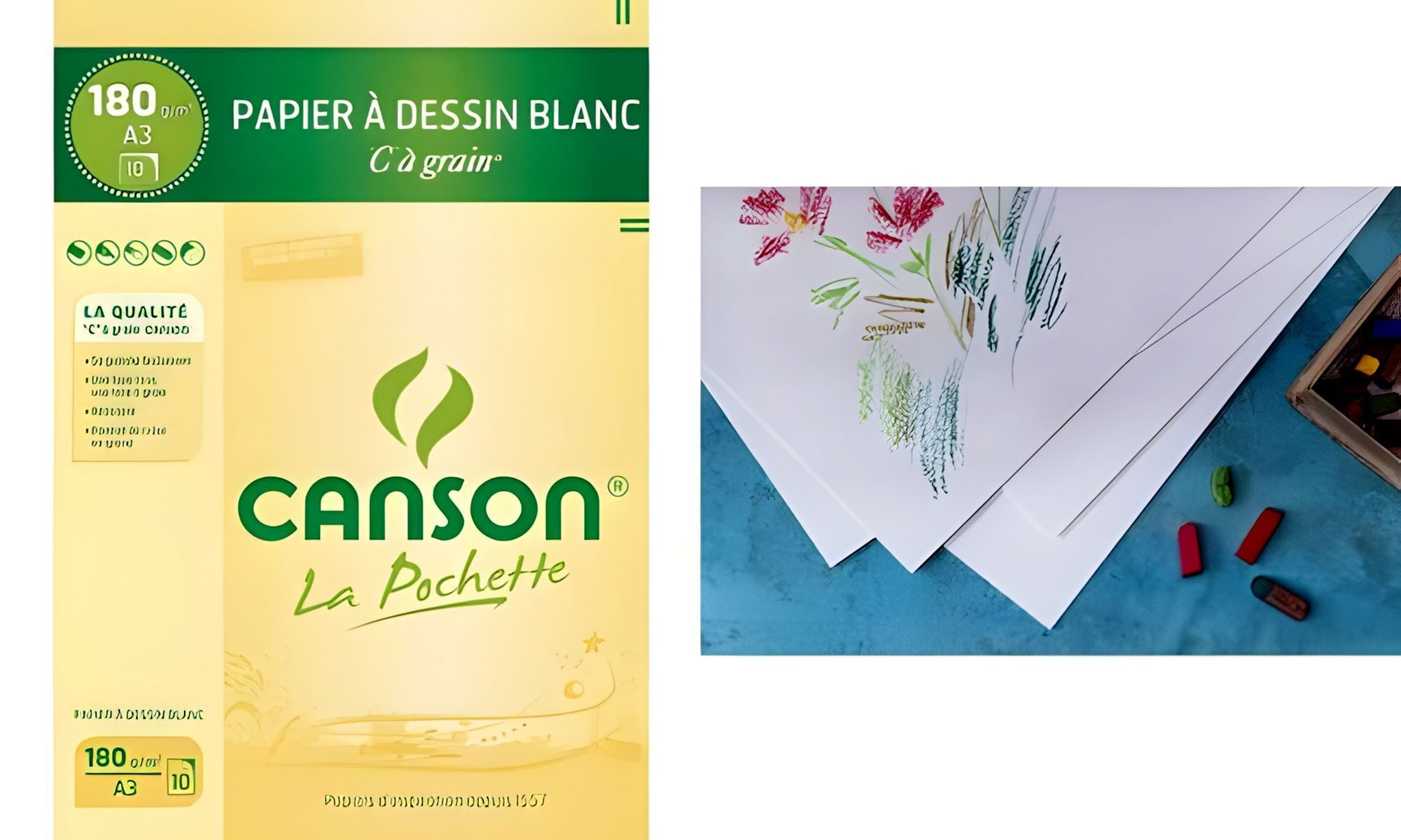 canson Zeichenpapier CANSON Zeichenpapier C à Grain, D IN A3, 224 g/qm (339298400)