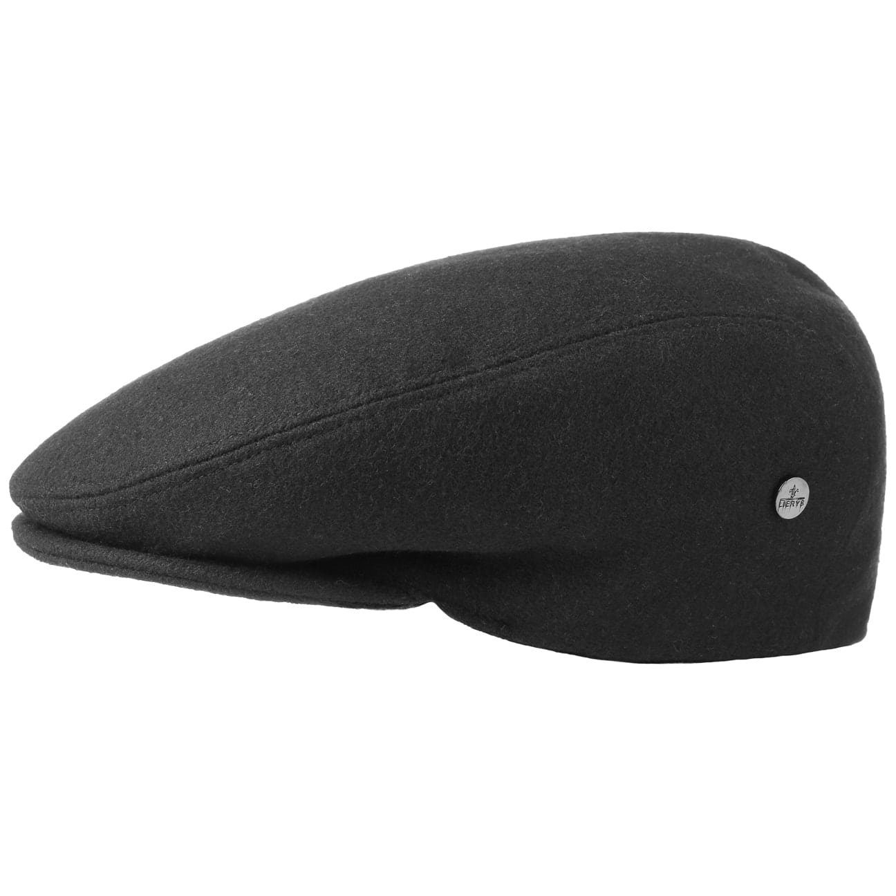 (1-St) in schwarz Cap Lierys mit Schirm, Made Flatcap Flat Italy